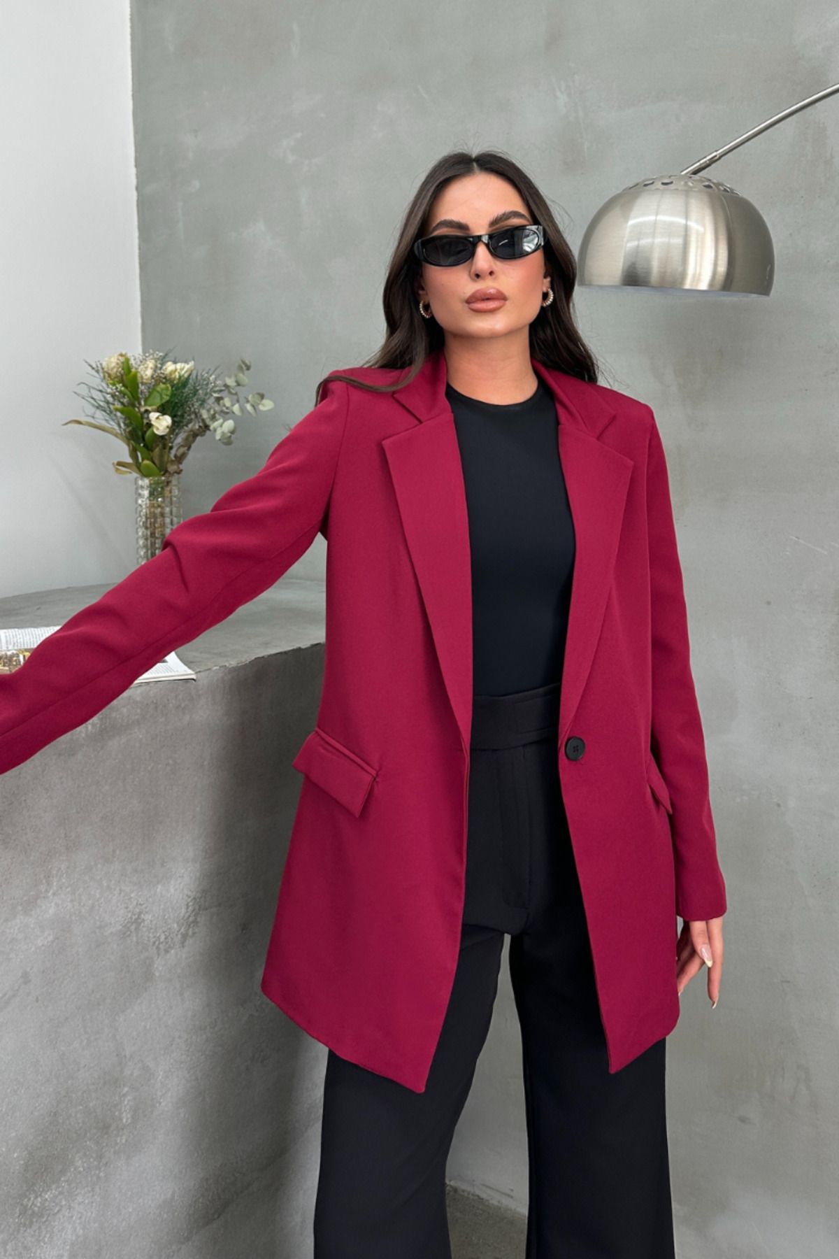 msm fashion-Women's Blazer Jacket Comfortable Fit Lined Single Button Jacket 4