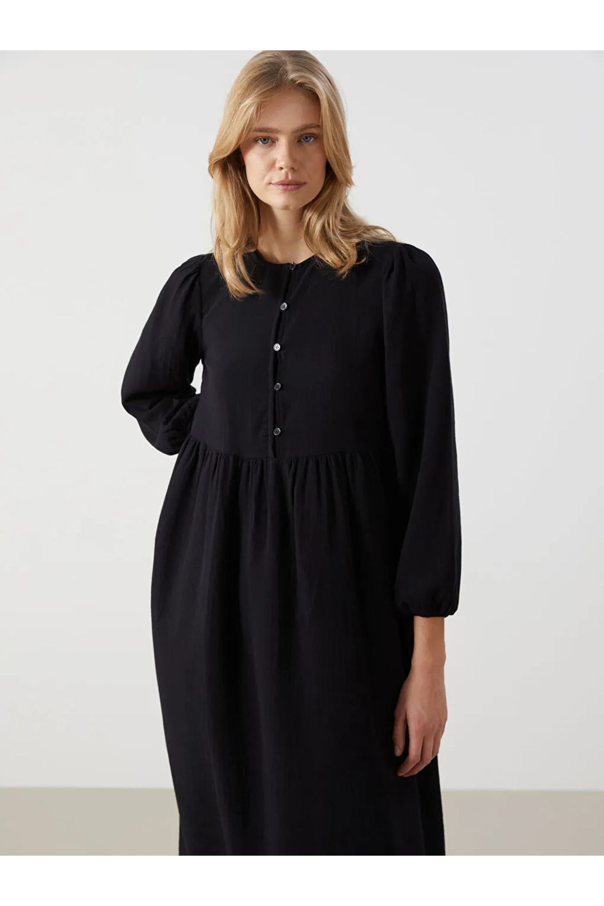 LC Waikiki LCW Modest Turuncu Bisiklet Yaka Kadın Elbise