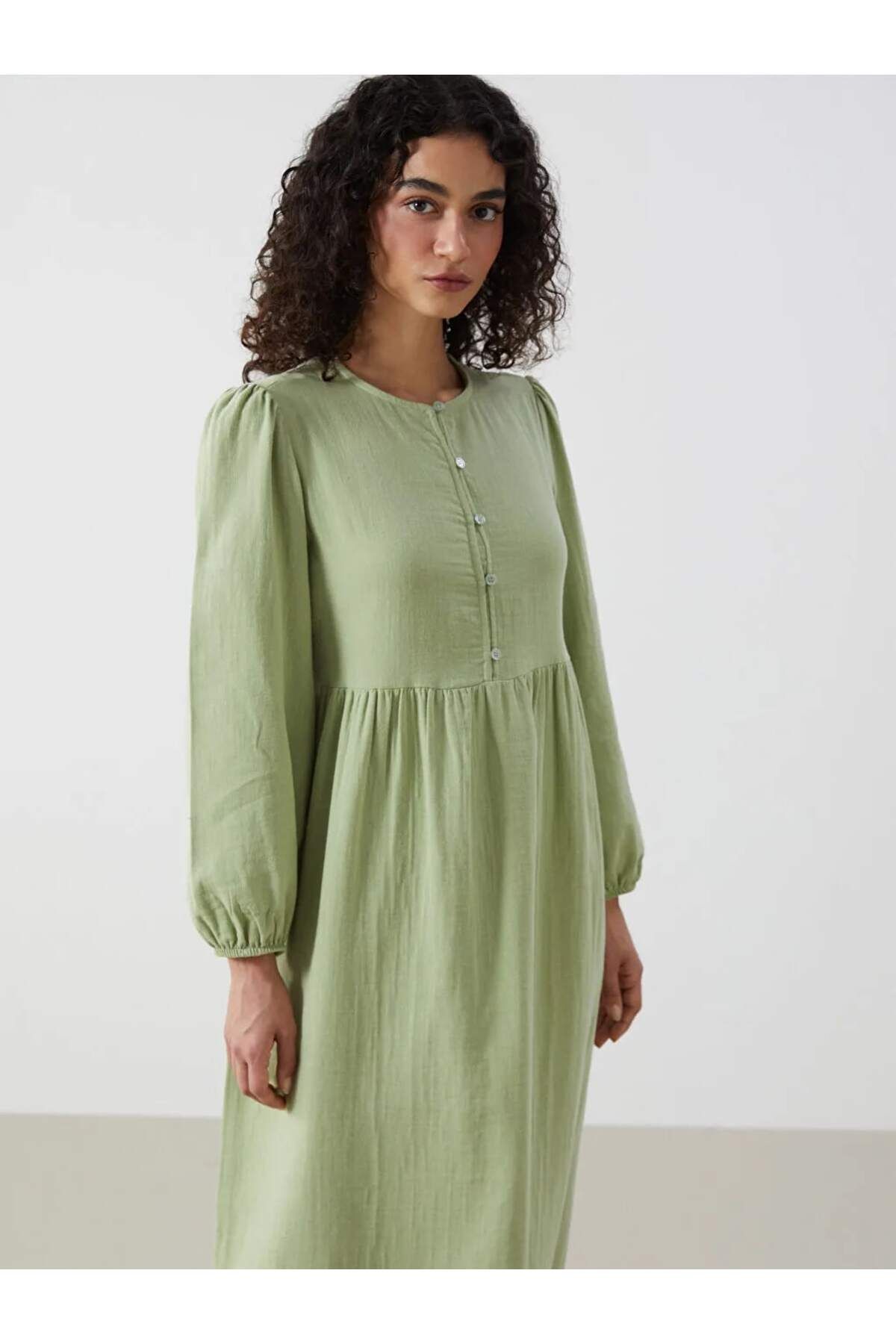 LC Waikiki LCW Modest Turuncu Bisiklet Yaka Kadın Elbise
