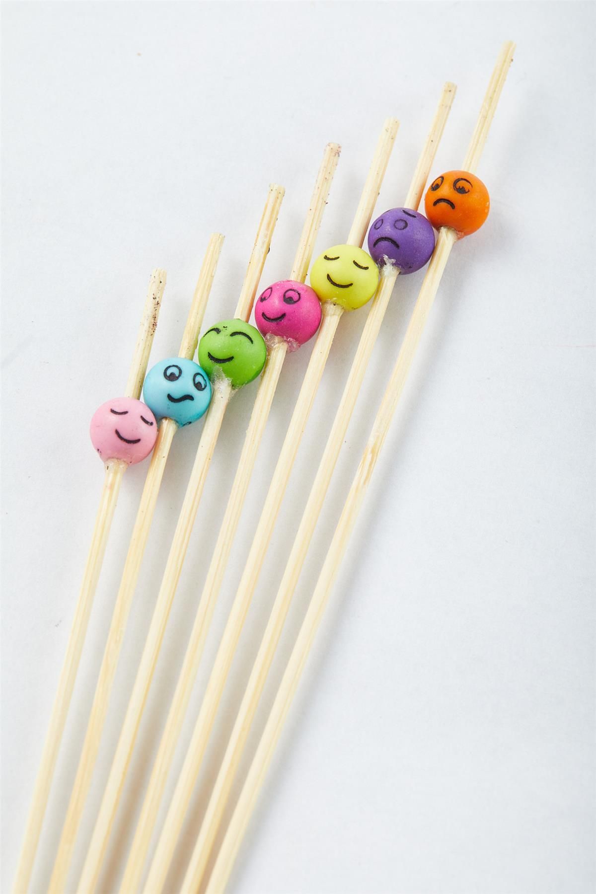 yuandong Bambu Emoji Boncuklu 12 Cm Kürdan (50'li), Sunum Kürdanı