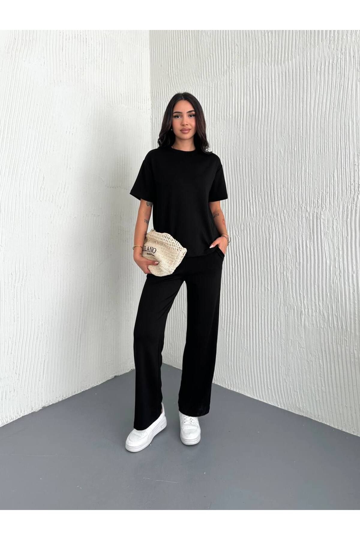 Bella Breeze Kadın Modal Kumaş Kısa Kollu T-shirt Eşofman Takımı