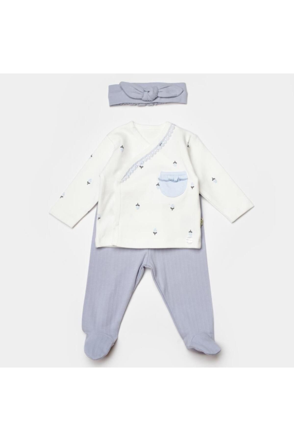 Skygo Bibaby Biorganic Love Floral 3 Parça Zıbın Seti 73346 Ekru Lila