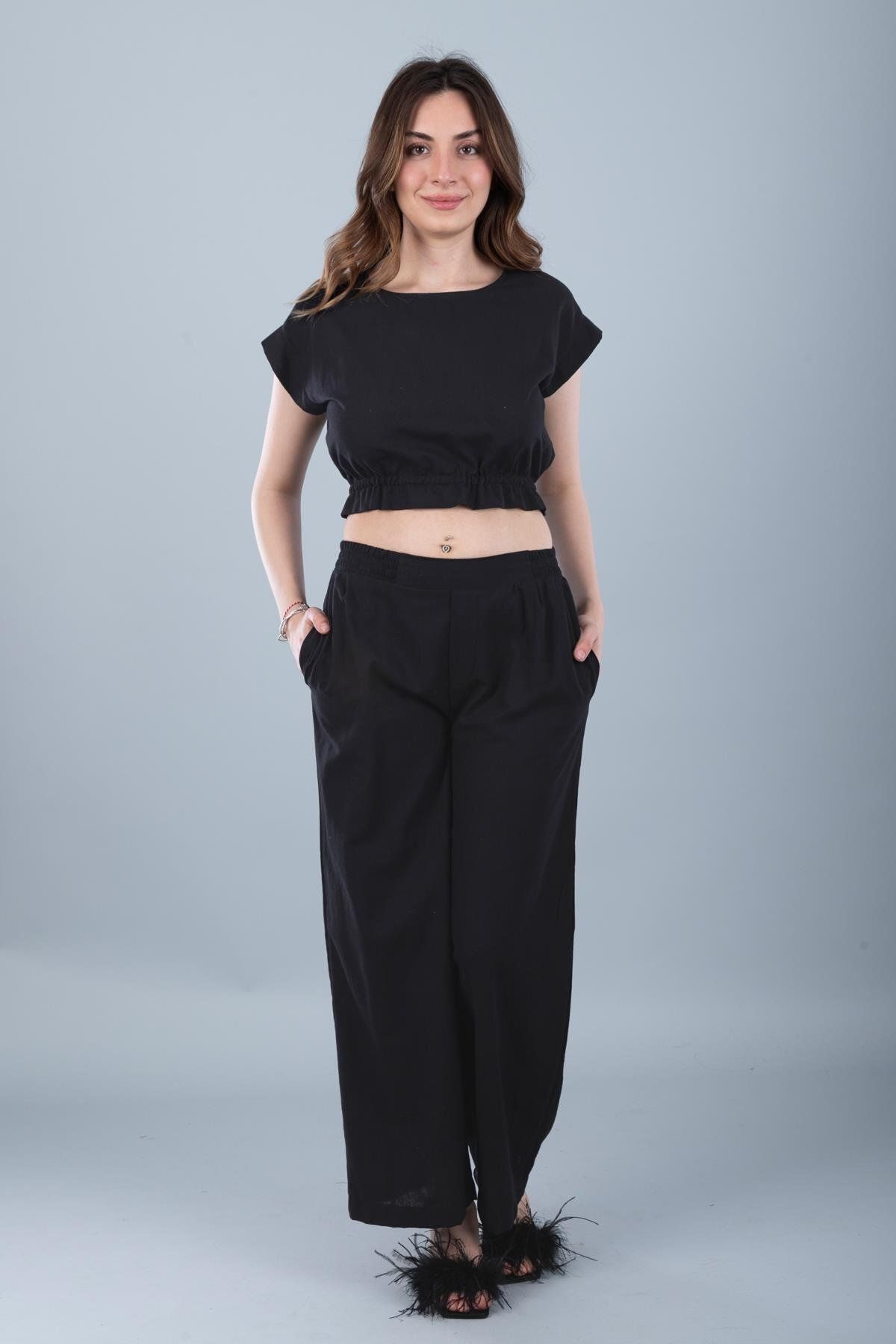 Bonitas Beachwear Pamuklu Crop Siyah