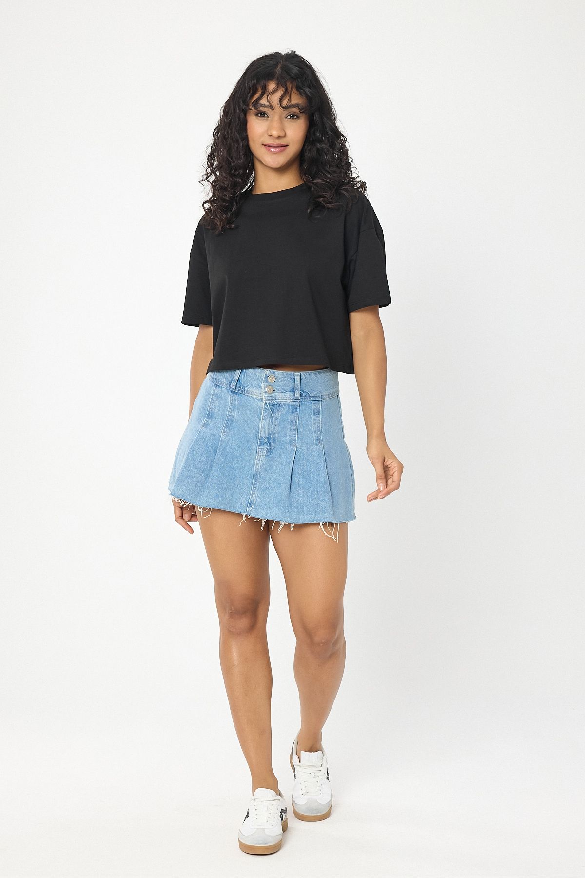 Windy Island Kadın Bisiklet Yaka Basic Crop T-shirt