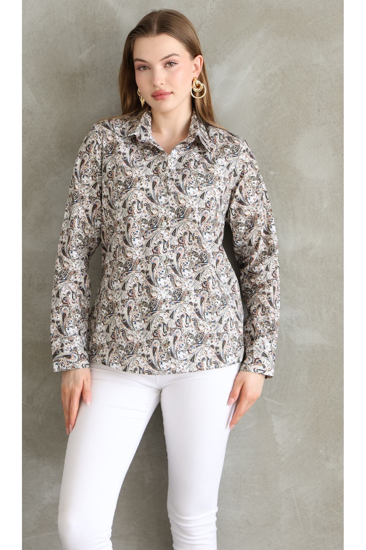 Shop58 Kadın Gömlek Rahat Kesim Regular Renkli Günlük Gömlek Yeni Model