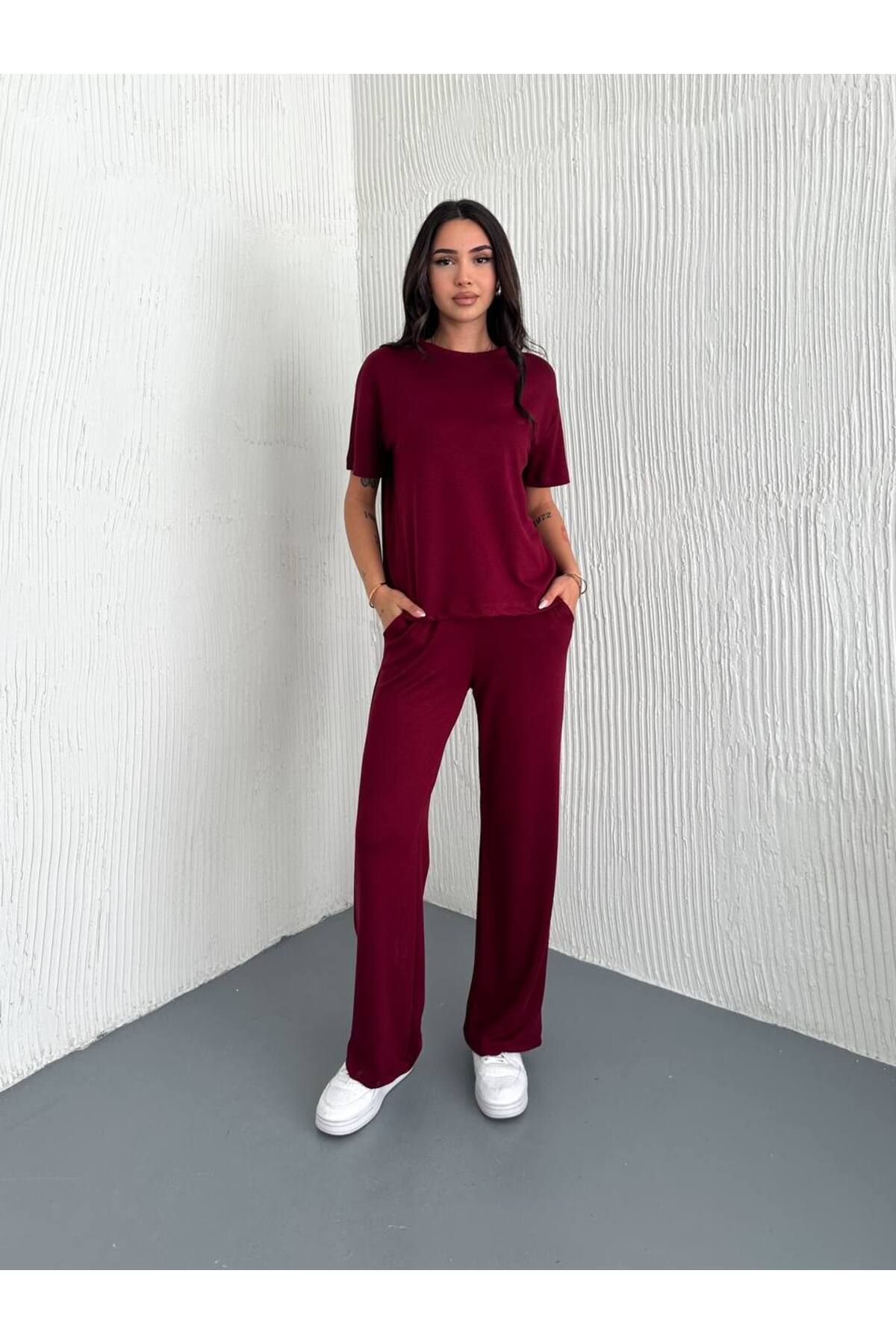 Bella Breeze Kadın Modal Kumaş Kısa Kollu T-shirt Eşofman Takımı