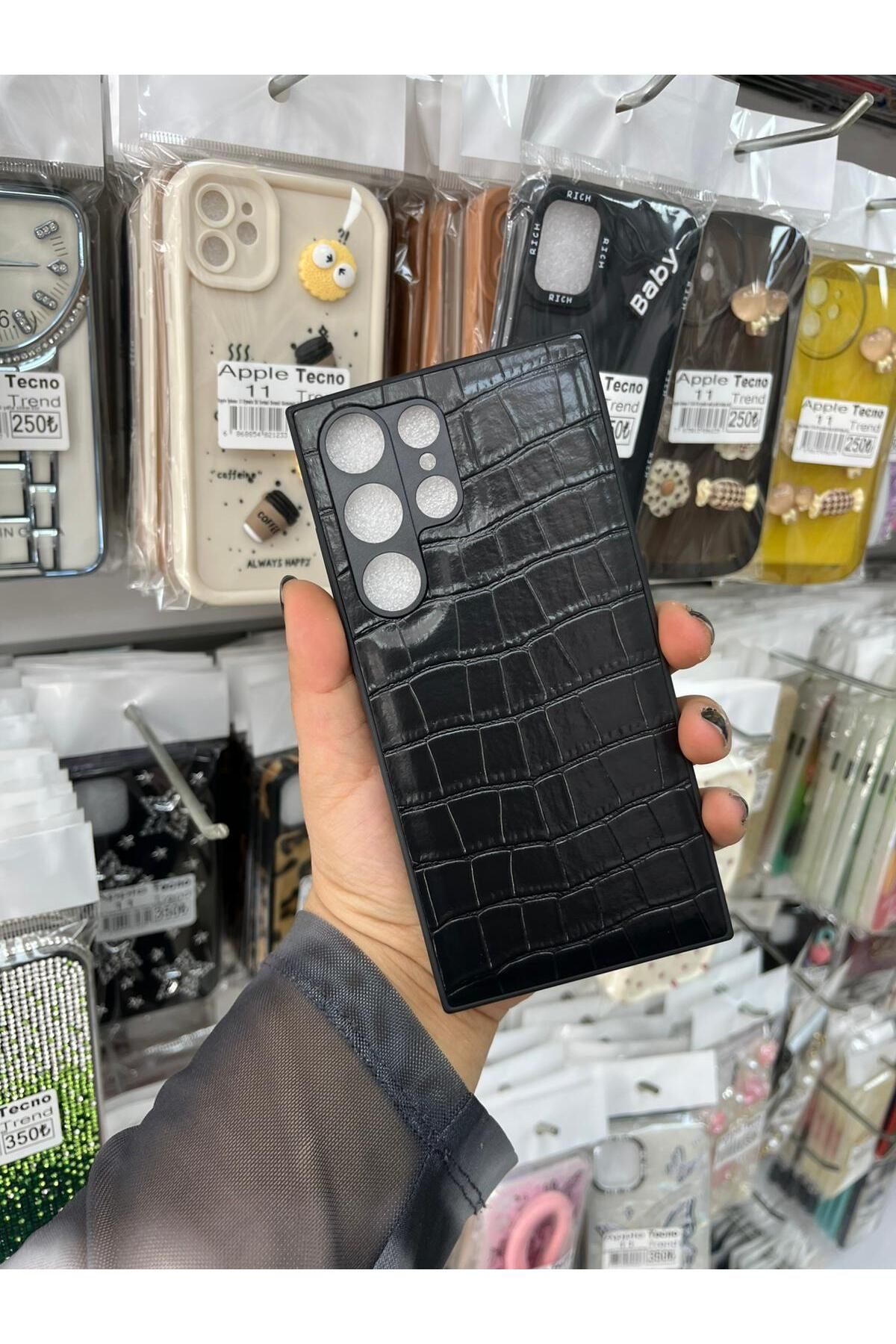 TECNOTREND GALAXY S23 ULTRA Dokulu Yüzey Çekmeye Dayanıklı Cep Telefon Kılıfı Pu Deri Kaplamalı Yumuşak
