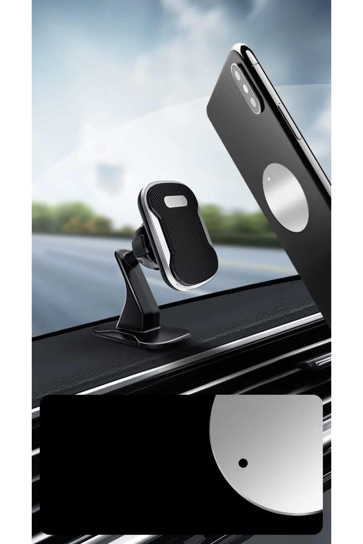 ÇAĞUR Eser Paste Type Privity Serisi Mıknatıslı Araç İçi Telefon Tutucu Vantuzlu Magnet 360 Derece T