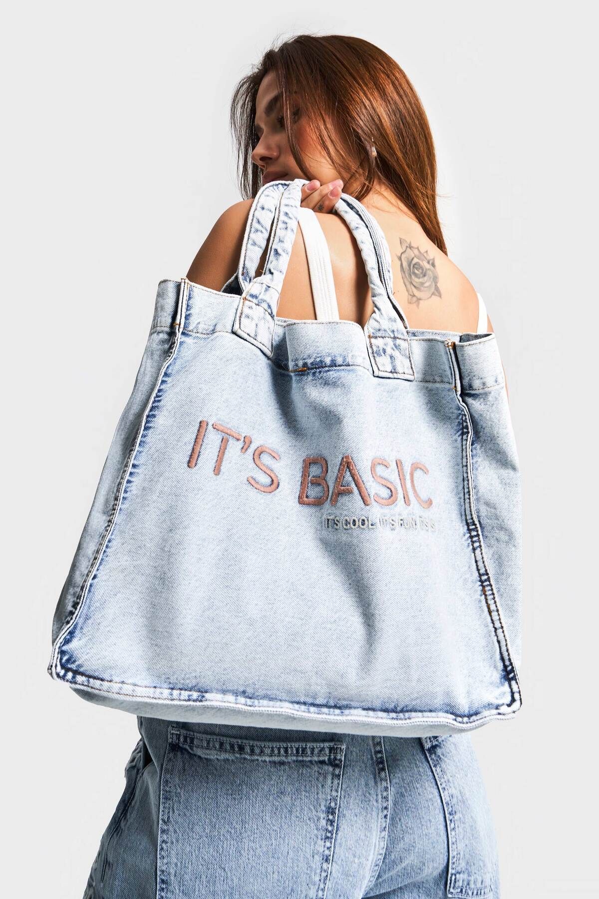 its basic-Denim Color P-3W4-27 It's Basic Embroidered Gusseted Strap Denim Bag K.3W427-Sstd 4