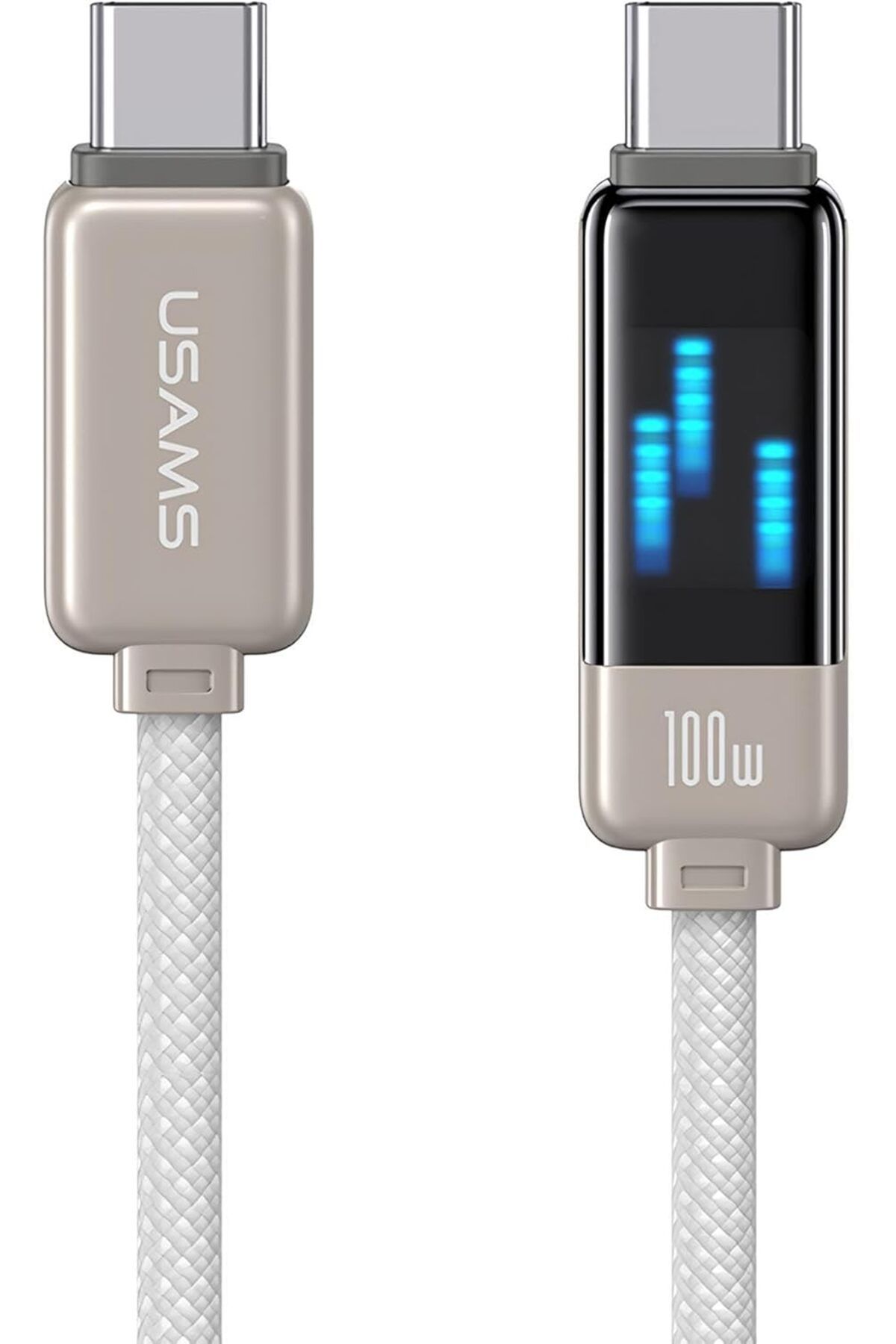 ÇAĞUR Eser US-SJ744 Type-C To Type-C 100W Meteor Efekt Ekranlı 1.2m Hızlı Şarj ve Data Kablosu Titaniu