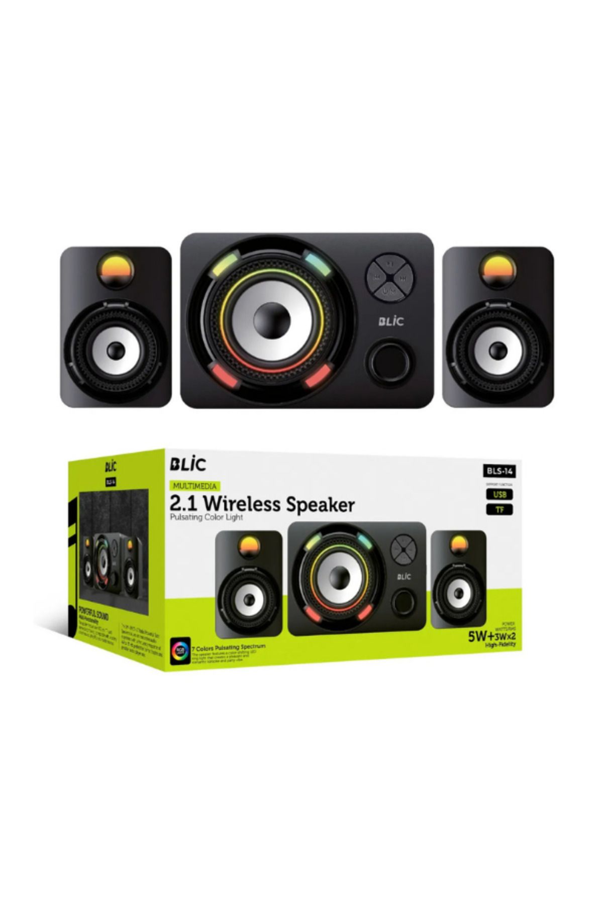Hietech 2 1 Ses Sistemi Gaming Hoparlör Multimedia Wireless Bluetooth Hoparlör Speaker Rgb Bls14