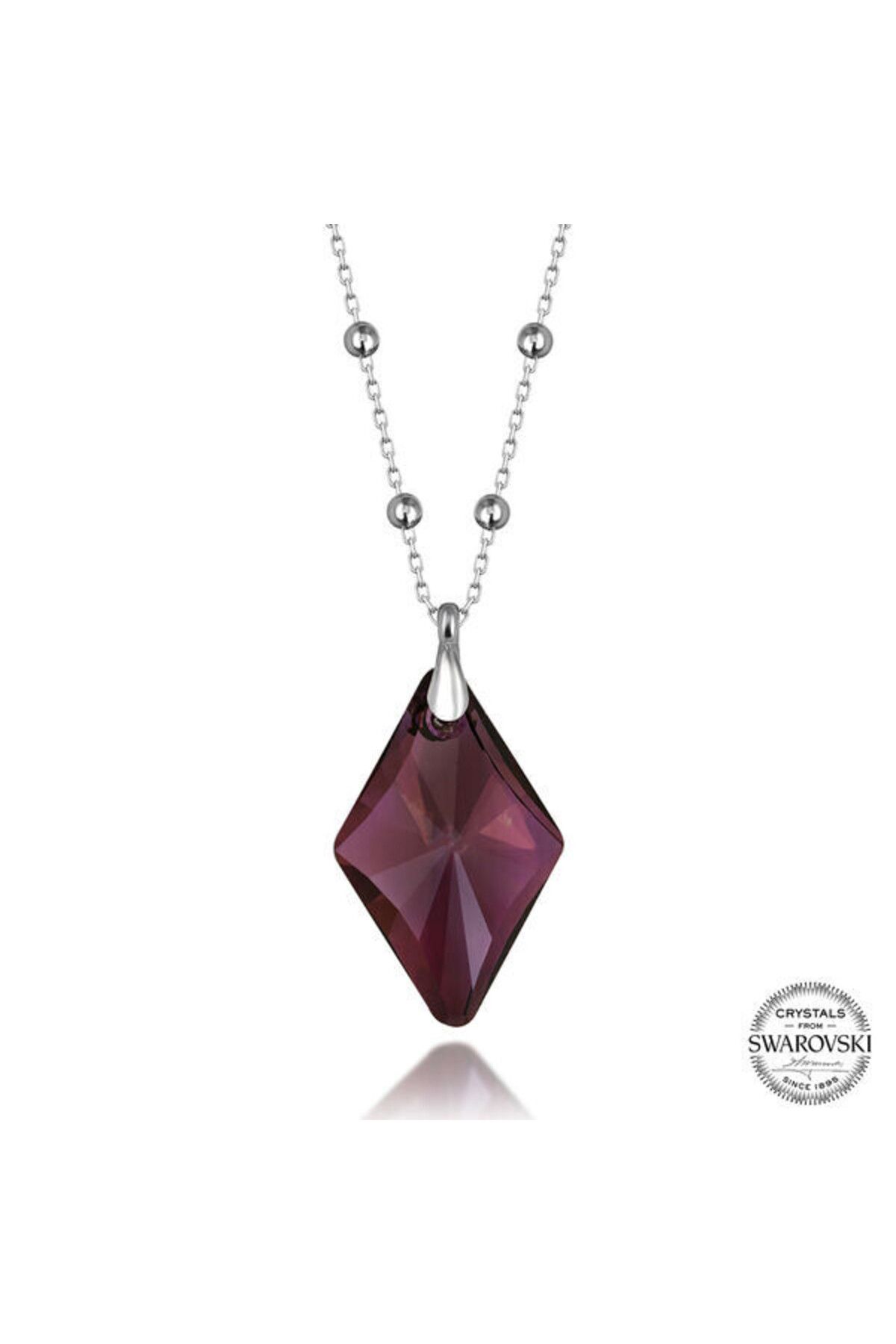 shop Crystal Ametist Taşlı 925 Ayar Gümüş Kolye