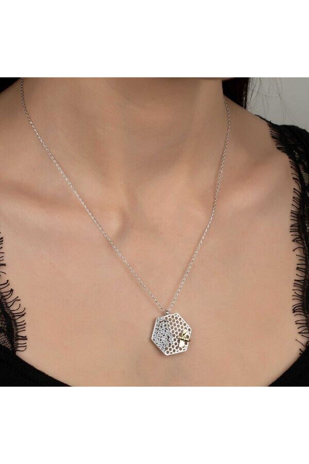 shop Taşlı Arı 925 Ayar Gümüş Kolye