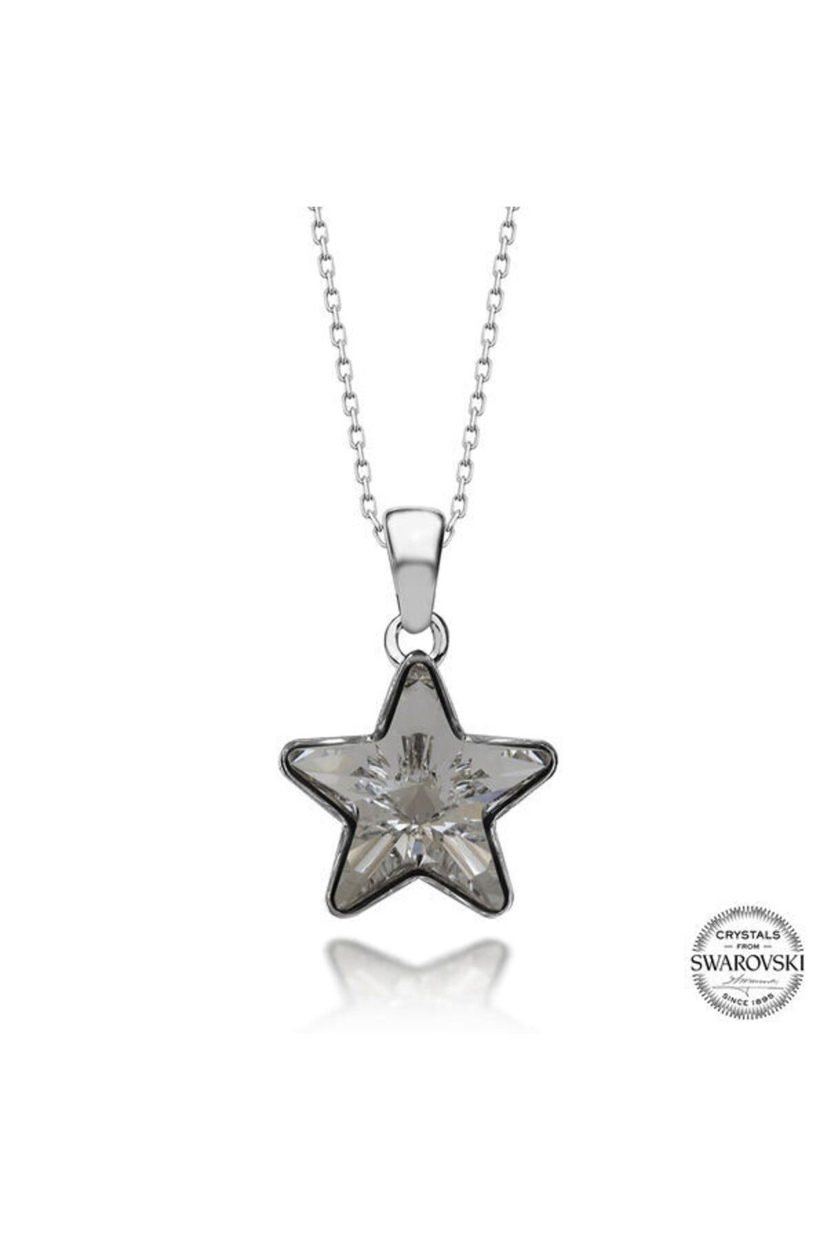 shop Crystal Taşlı Top Zincir Siyah Elmas 925 Ayar Gümüş Kolye