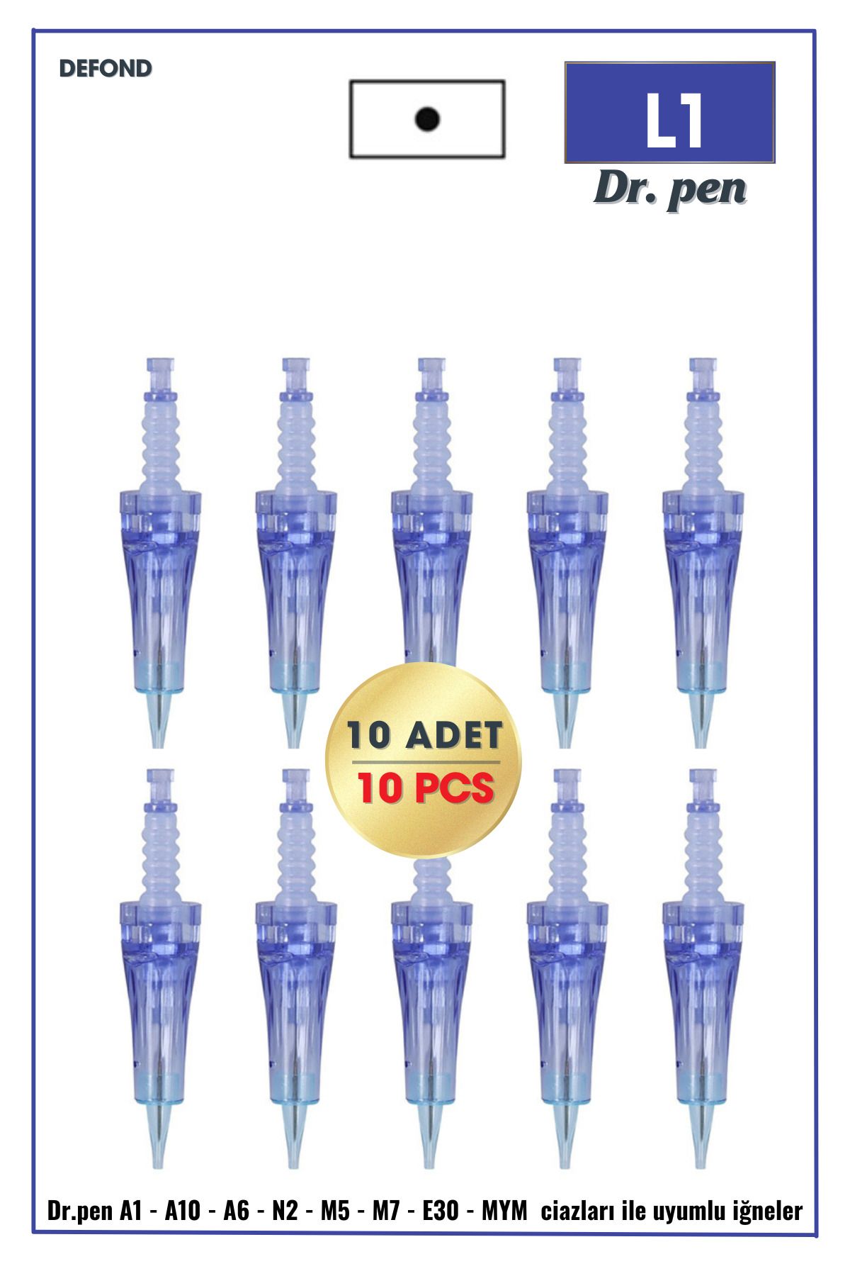 DEFOND Dr Pen A6-a10-a1-n2-m5-m7-e30-mym Uyumlu Iğneleri 10 Adet 1 Pin