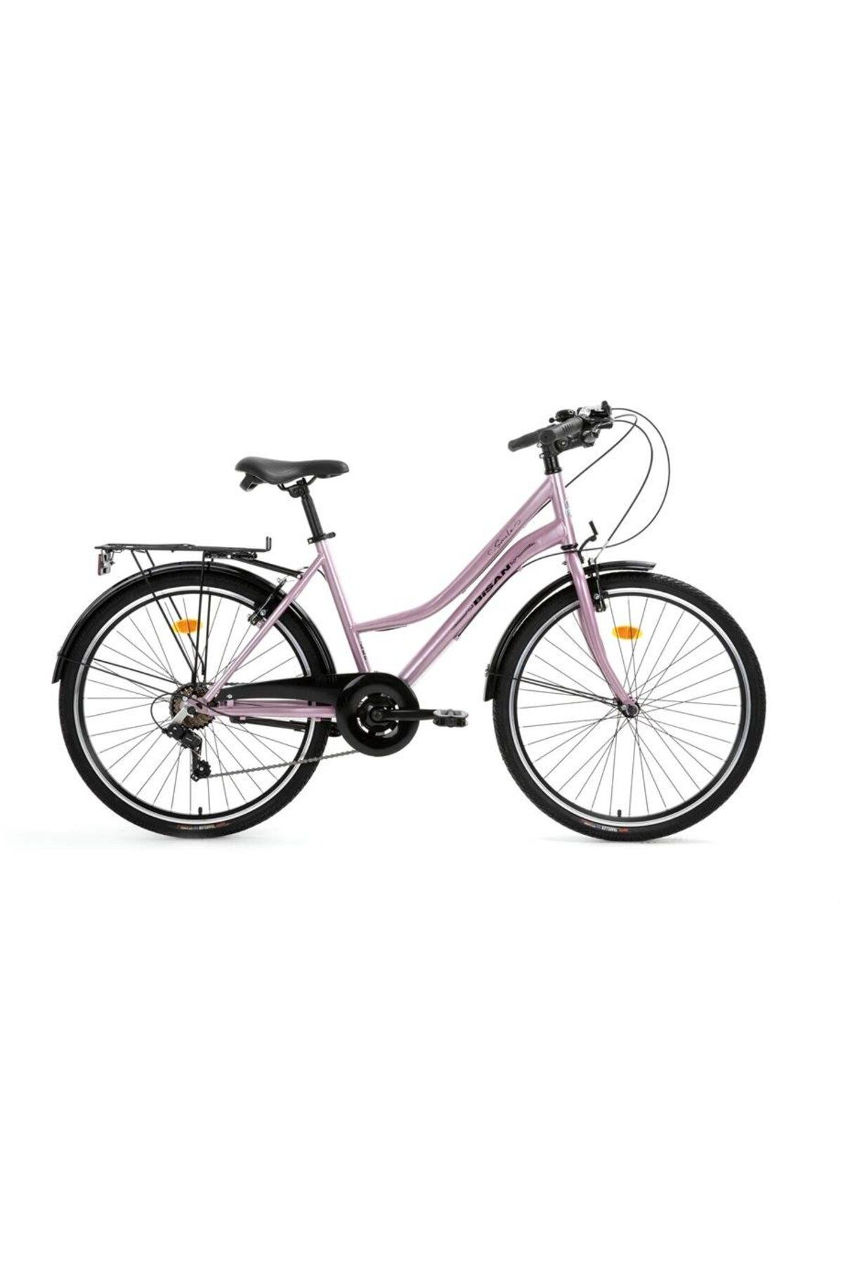 Bisan Smıle Şehir Bisikleti 44cm V 26 Jant 7 Vites Pudra Pembe Siyah