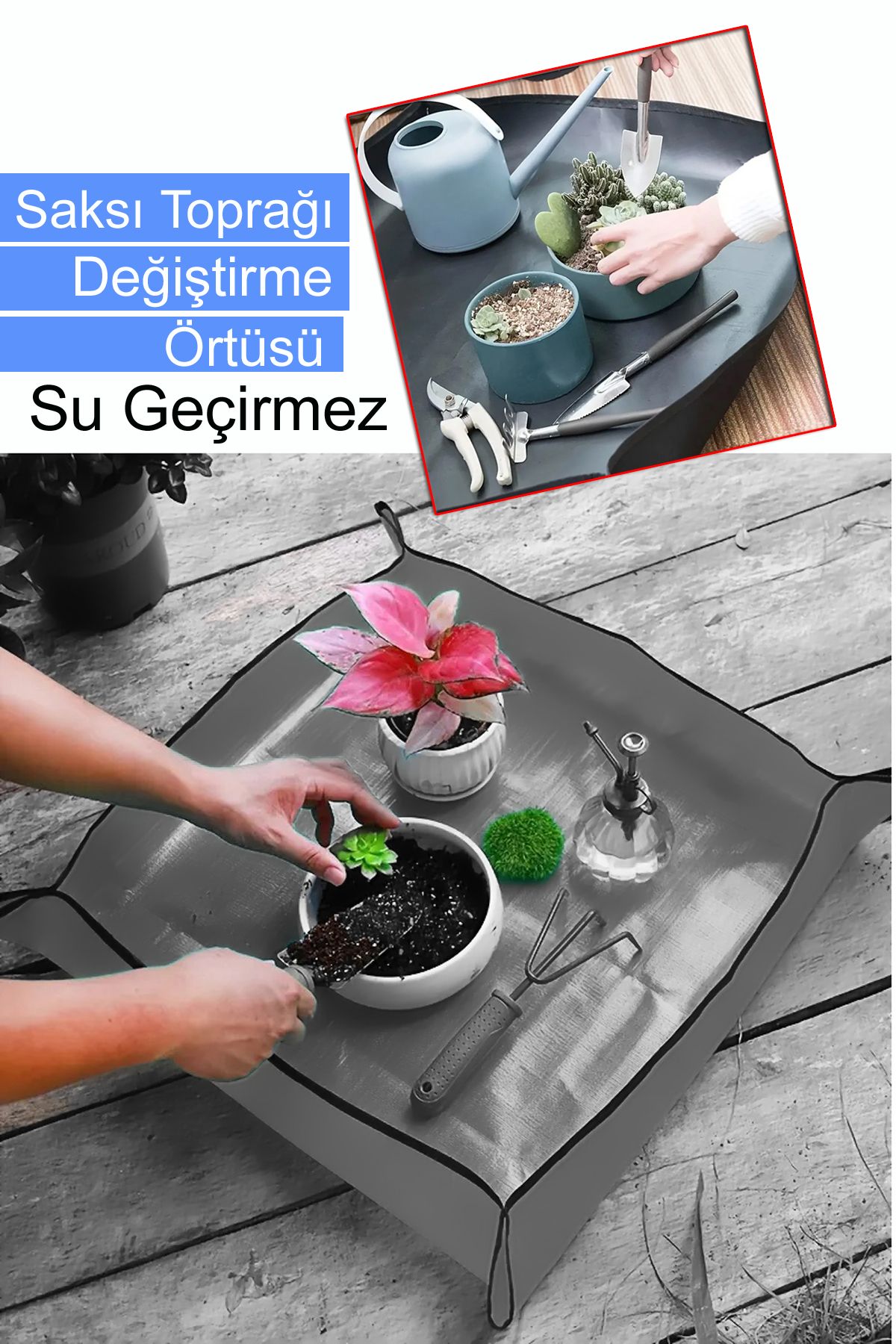 Bundera Su Geçirmez Çiçek Toprağı Saksı Değiştirme Örtüsü Bahçe Matı 80×80 cm
