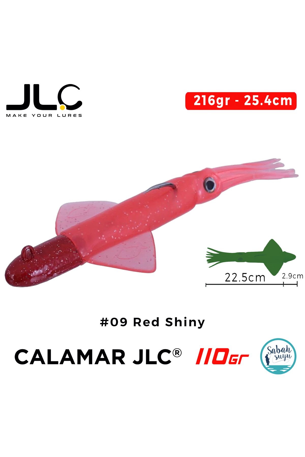 JLC Calamar 110 Set 25.4cm 216gr #09 Red Shiny Silikon Kalamar