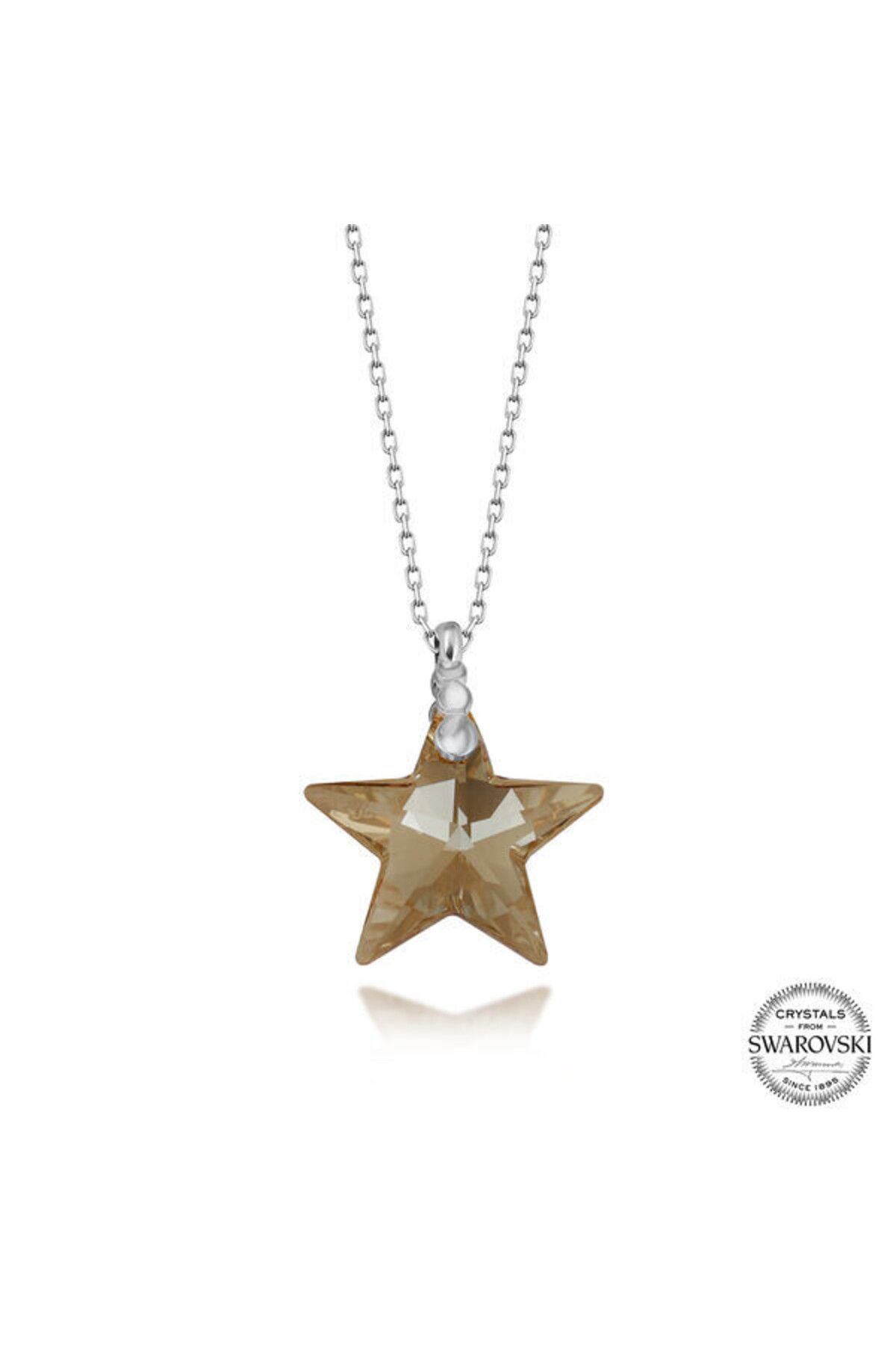 shop Crystal Taşlı Top Zincir Yıldız 925 Ayar Gümüş Kolye