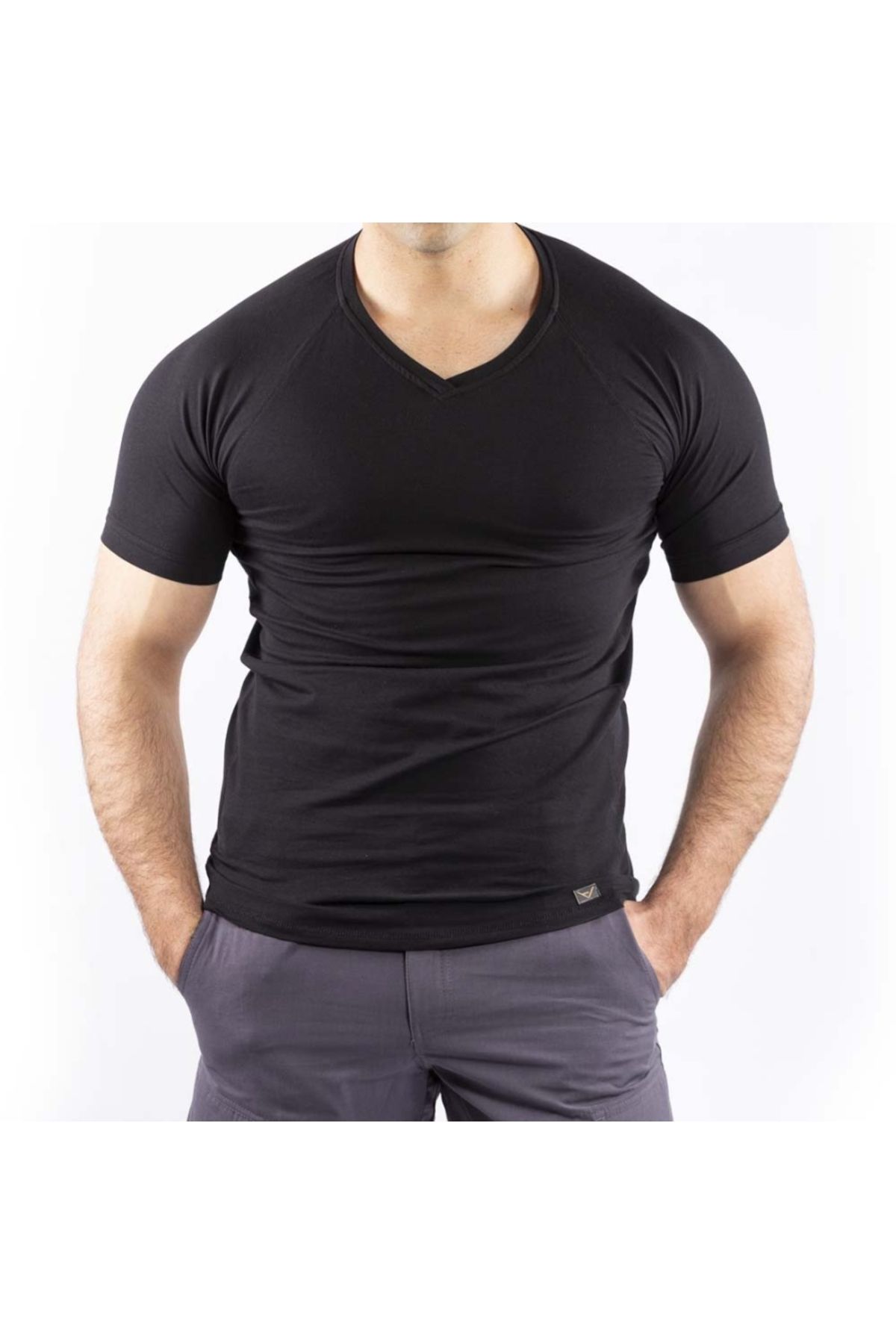 VAV WEAR Taktik Outdoor Günlük Tişört Erkek Kısa Kollu Pamuklu Elastan Esnek Ter Emer TTHIN03