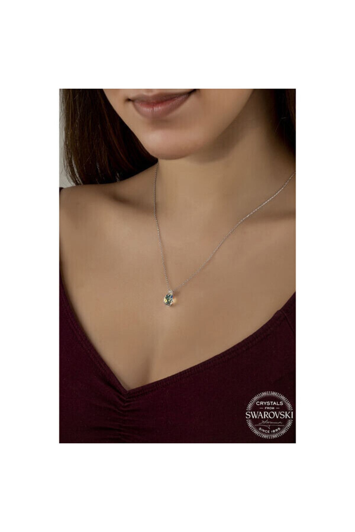 shop Crystal Taşlı Drop Kesim 925 Ayar Gümüş Kolye