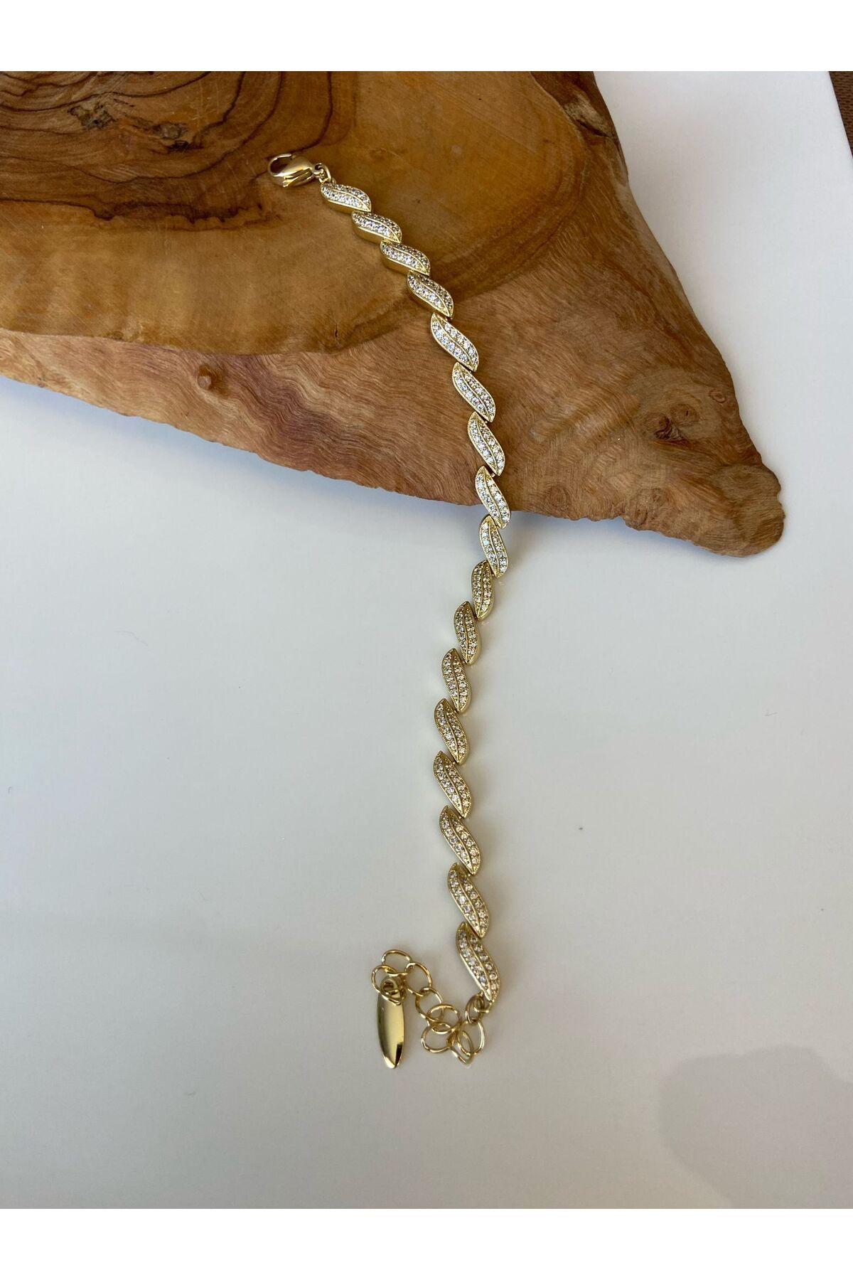 Allen Accessories ÇELİK GOLD ZİRKON TAŞLI BİLEKLİK