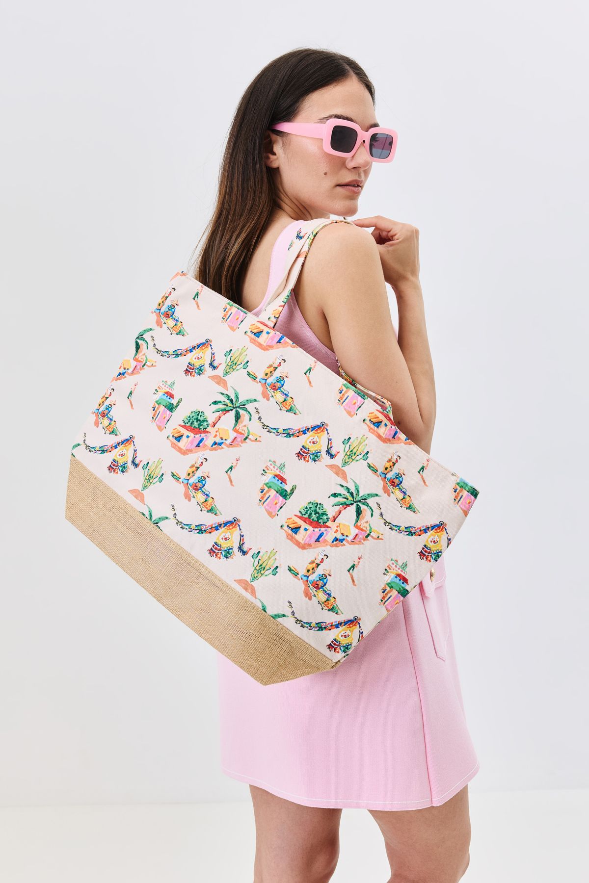 C&City Torba Plażowa Z Nadrukiem Cyfrowym Y8670-26 K-06 Kobieta - One Size