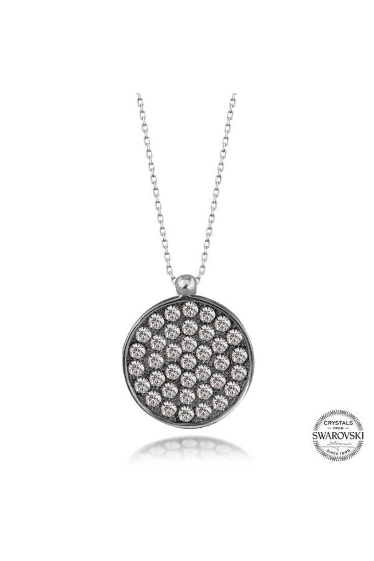 shop Crystal Taşlı Yuvarlak 925 Ayar Gümüş Kolye