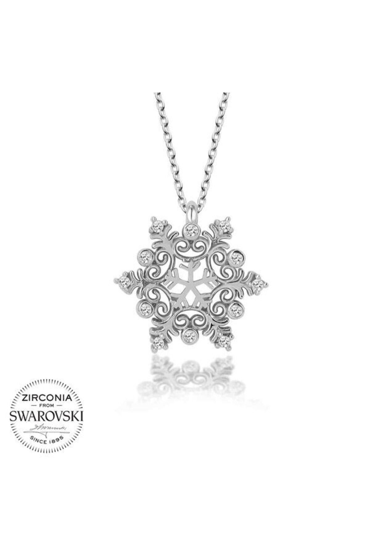 shop Taşlı Kar Tanesi 925 Ayar Gümüş Kolye