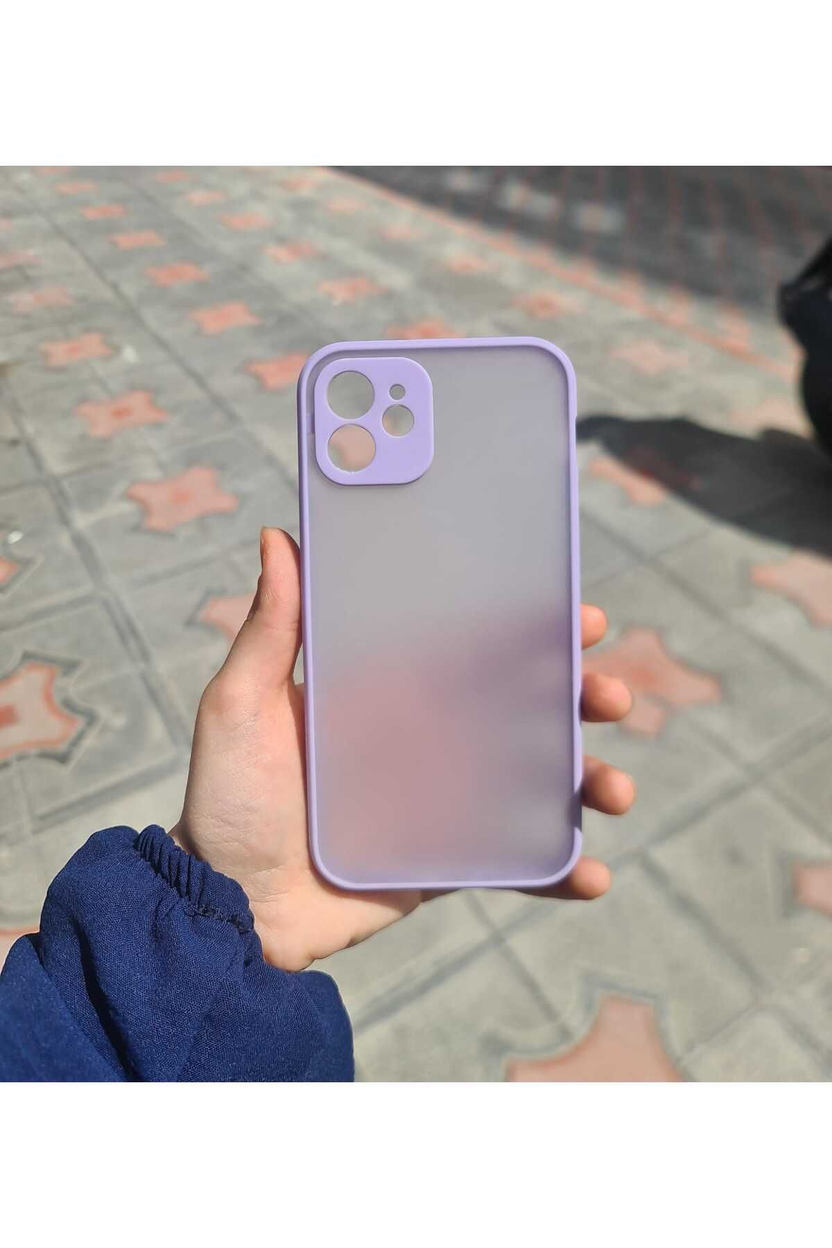 CEP-HANE İphone 12 Uyumlu Renkli Tuşlu Arkası Mat Sert Silikon Kılıf