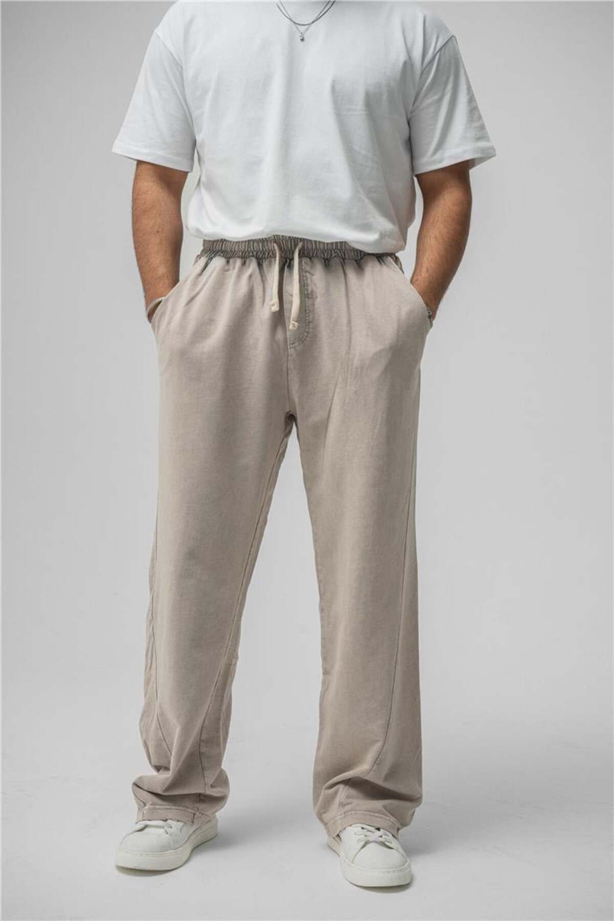 OUTFİT MAN Erkek Yıkamalı Baggy Eşofman Yıkamalı Bej