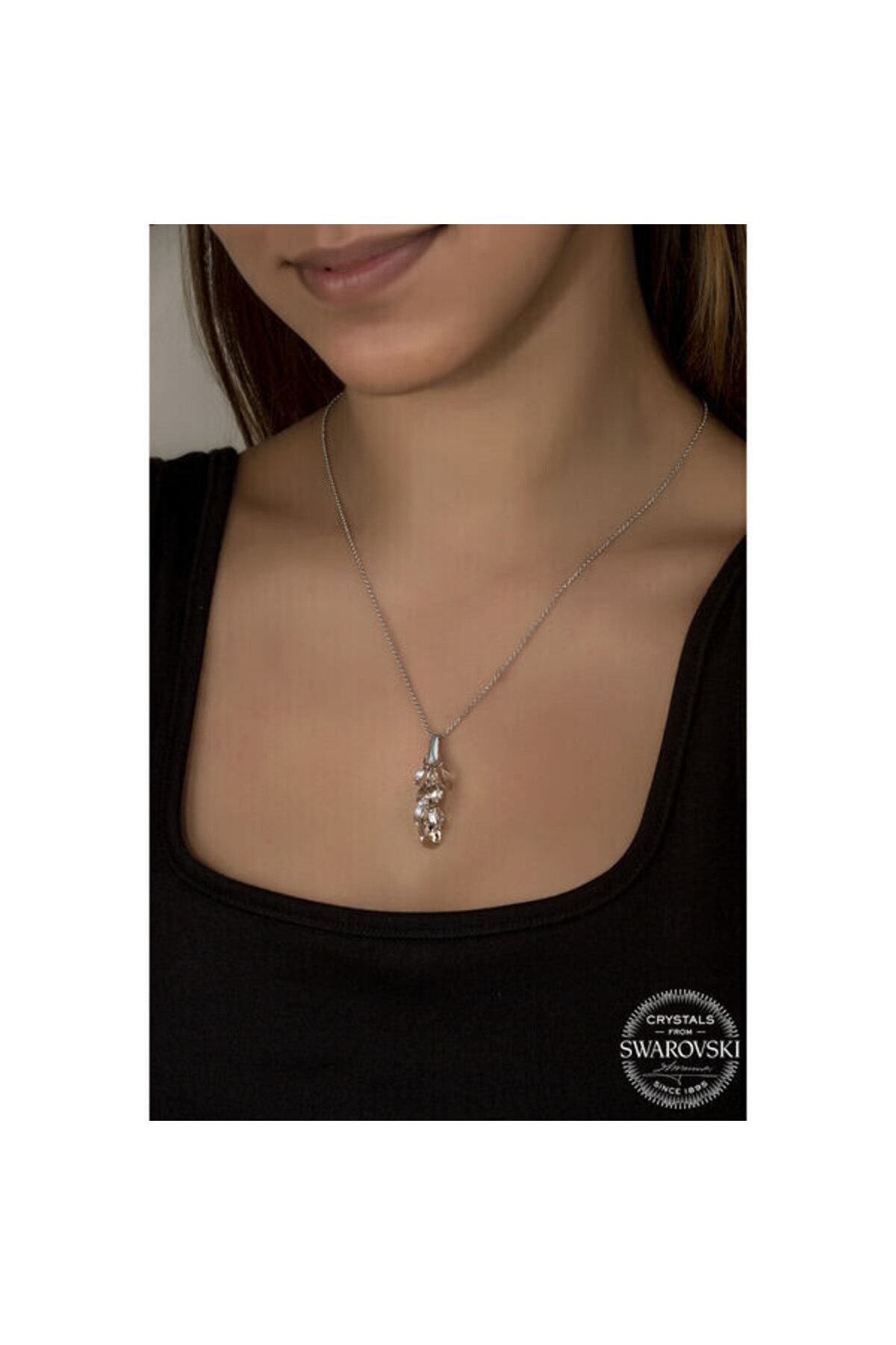 shop Crystal Taşlı Salkım 925 Ayar Gümüş Kolye