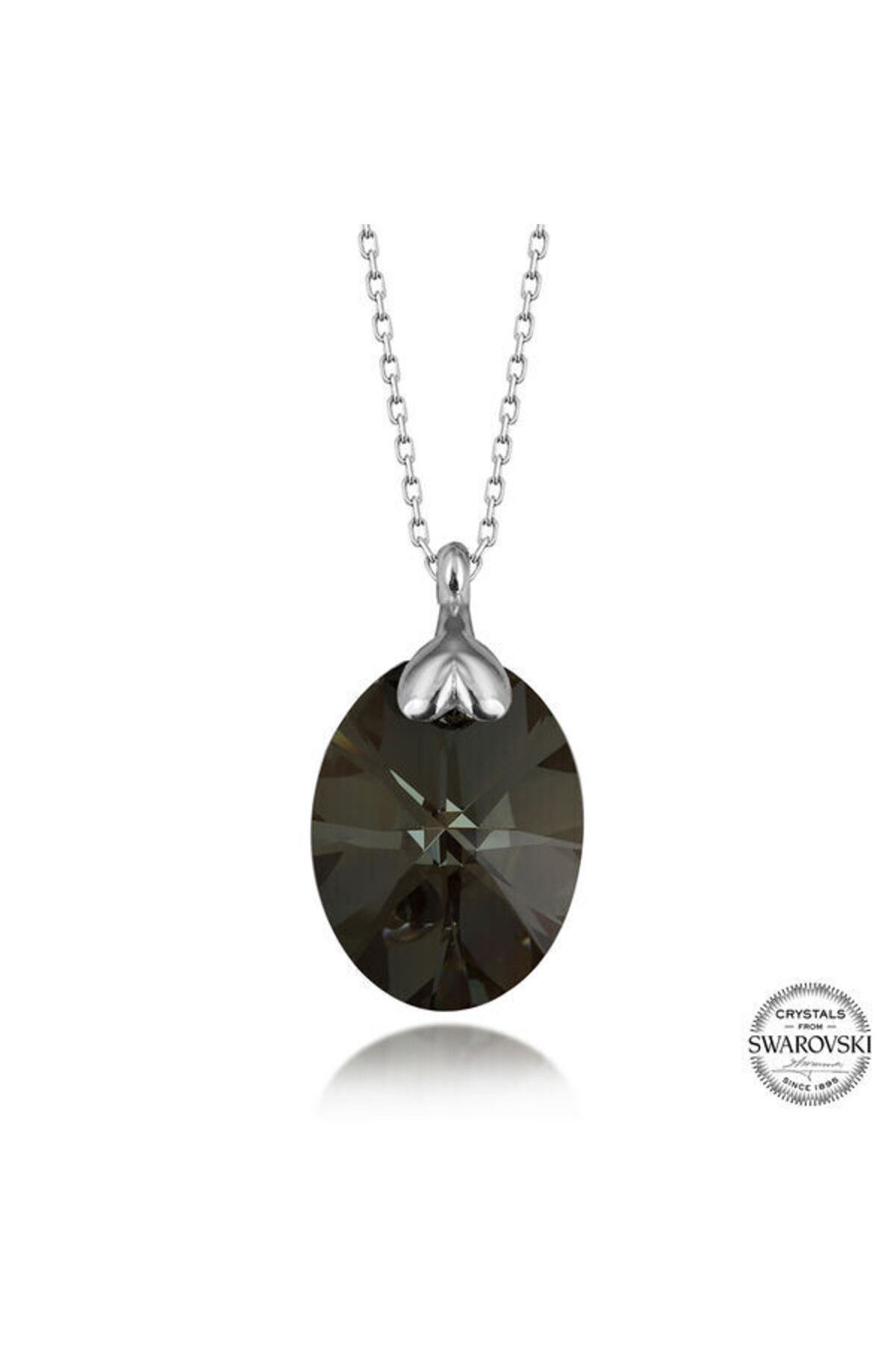 shop Crystal Taşlı Oval 925 Ayar Gümüş Kolye