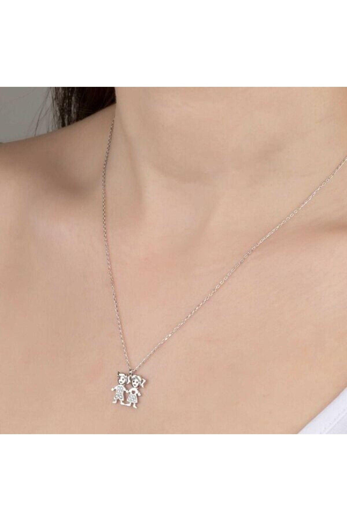 shop Taşlı Erkek Kız Çocuk 925 Ayar Gümüş Kolye