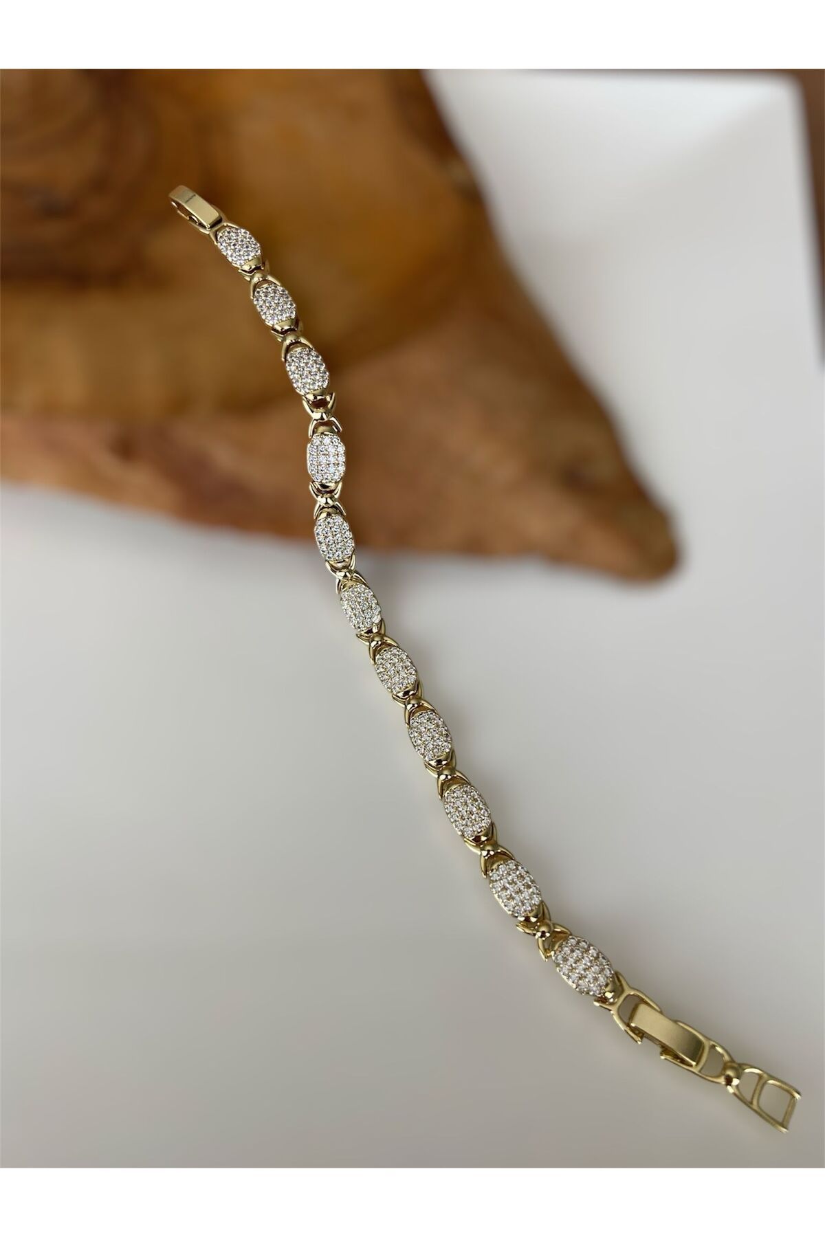 Allen Accessories GOLD ZİRKON TAŞLI ÇELİK BİLEKLİK