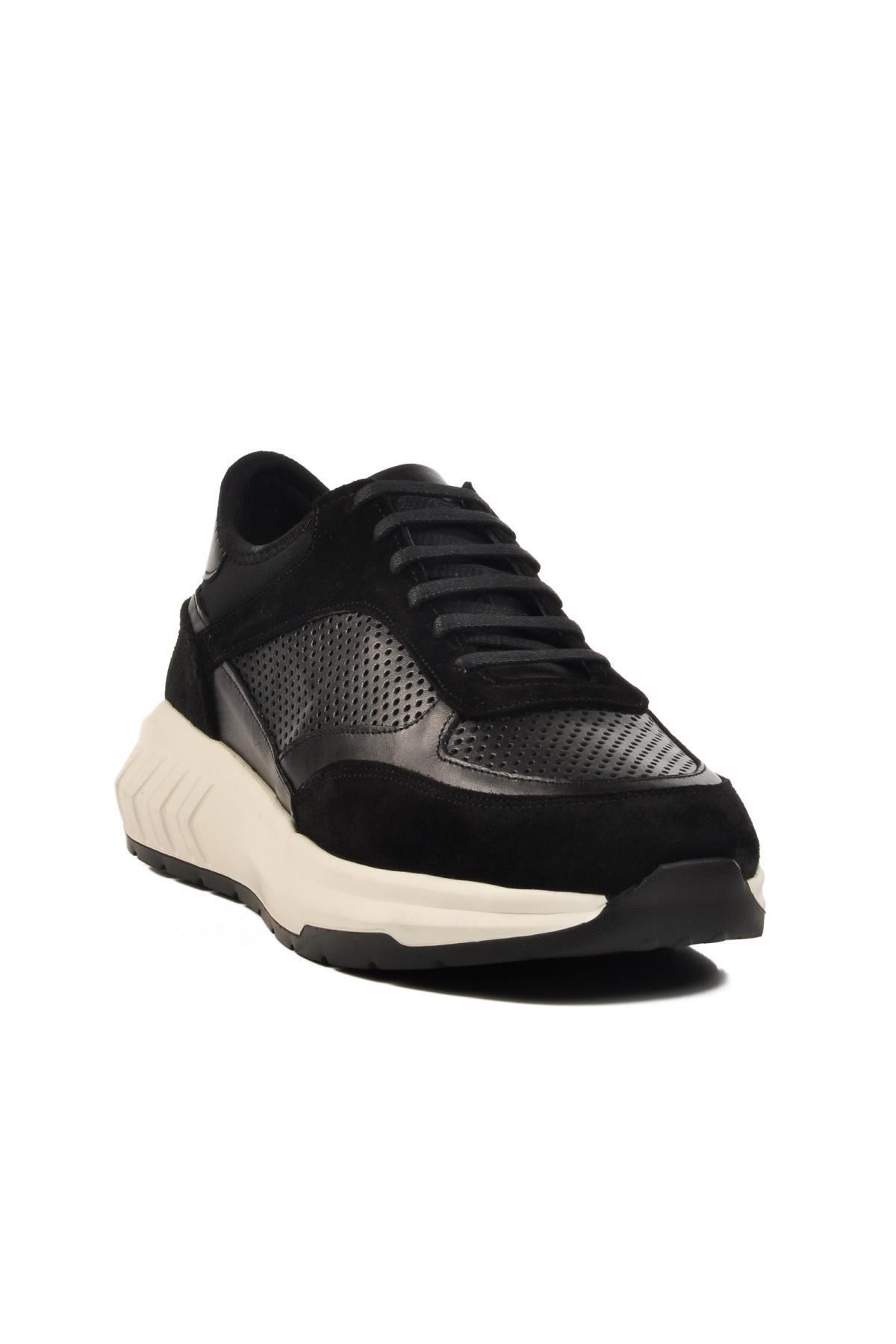 AYAKMOD Premium 5394 M Siyah-Beyaz Hakiki Deri Erkek Sneaker