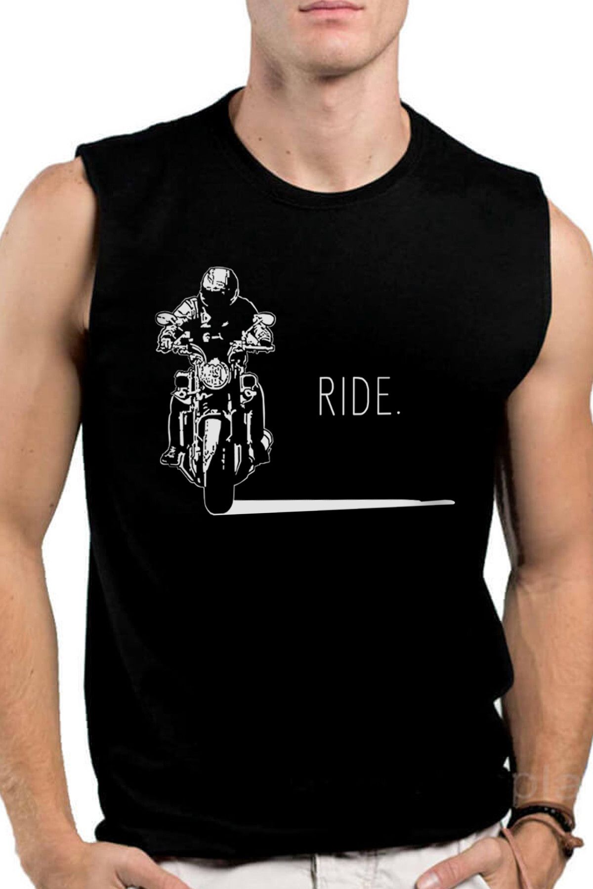 ROCKANDROLL Moto Gölgesi Siyah Kesik Kol | Kolsuz Erkek Tshirt | Atlet