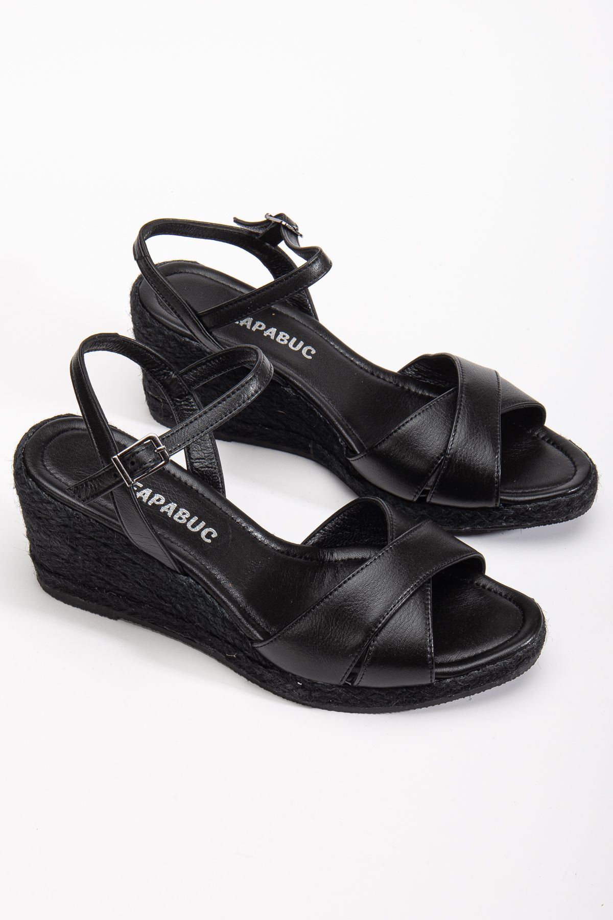 Elile Shoes Hakiki Deri 33-34-35 numaradan 41-42-43-44-45 Numaraya Kadar Dolgu Topuk Sandalet