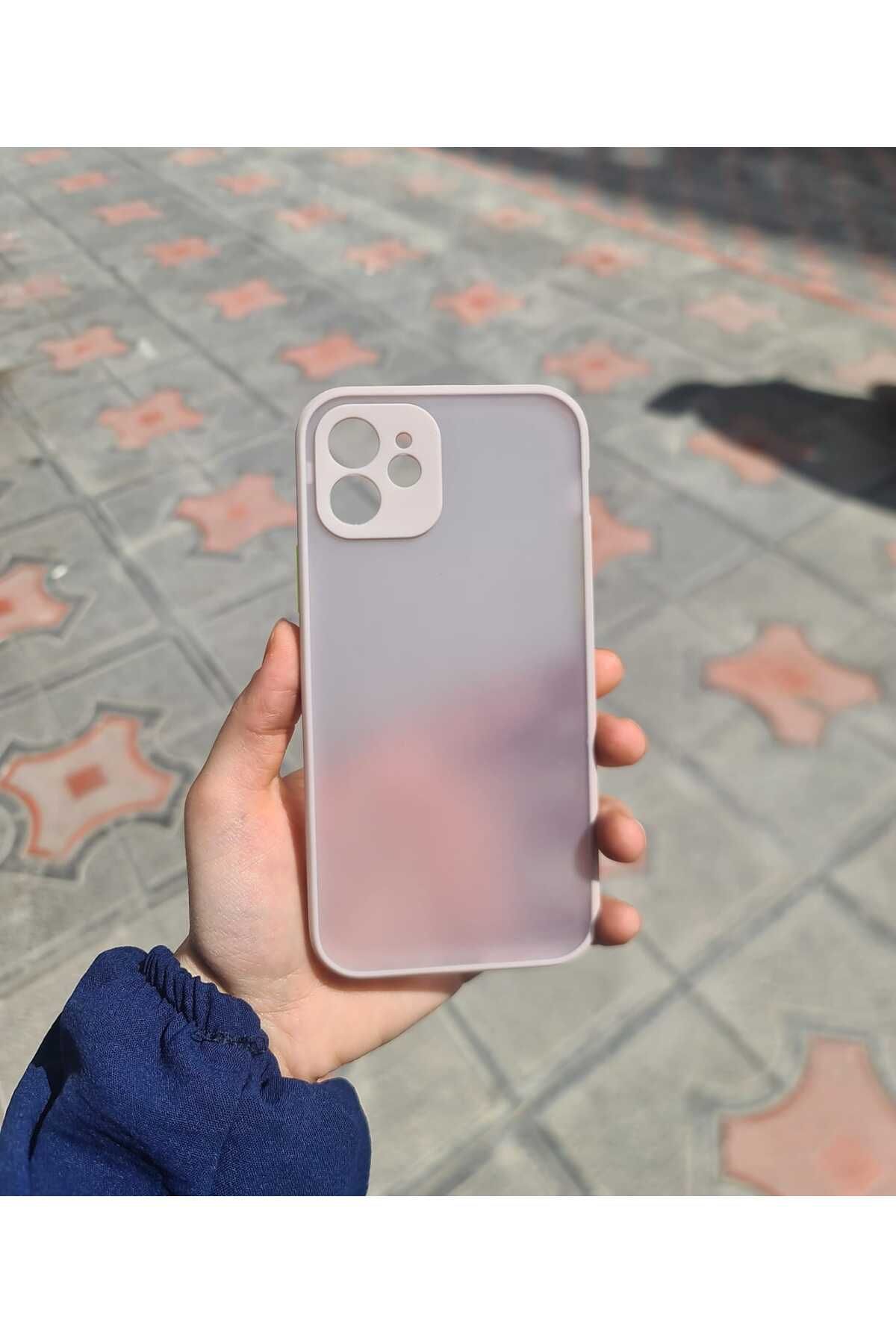 CEP-HANE İphone 12 Uyumlu Renkli Tuşlu Arkası Mat Sert Silikon Kılıf
