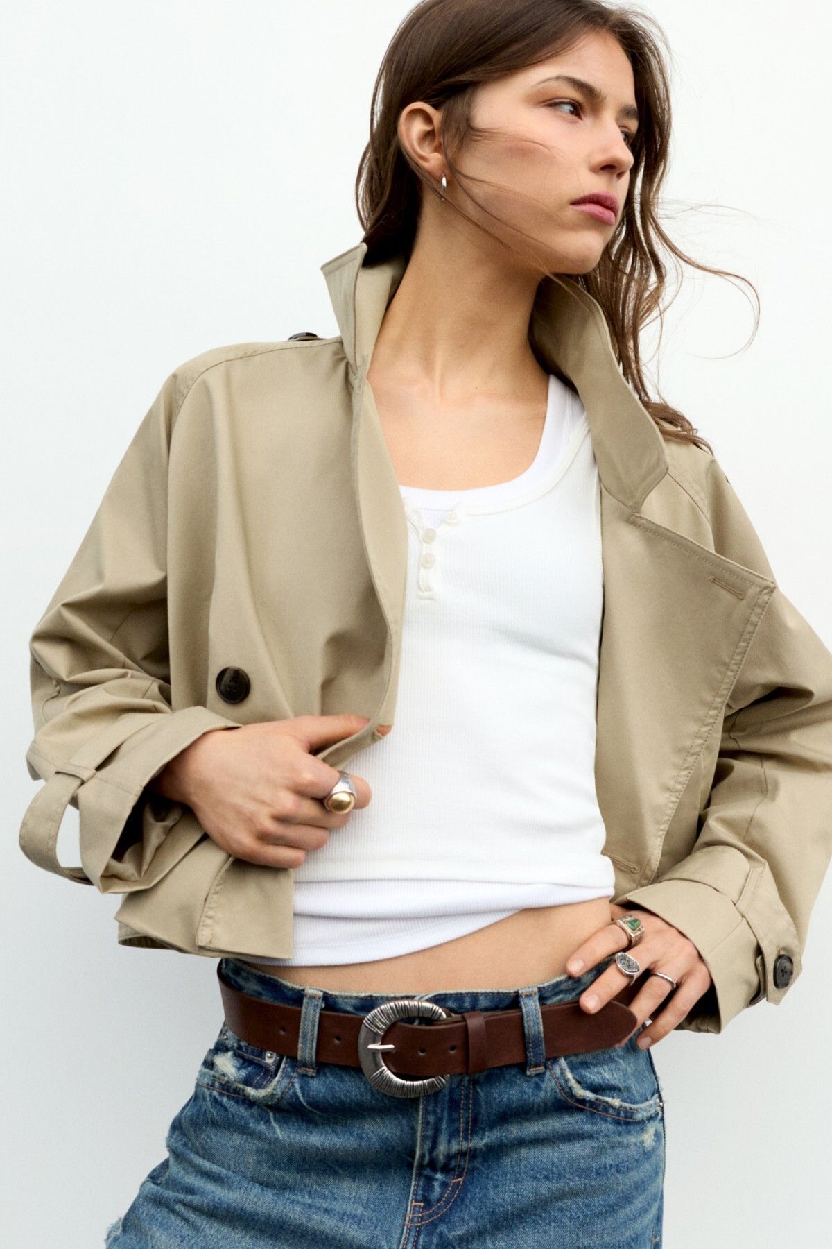 Pull & Bear Dokulu tokalı kahverengi kemer