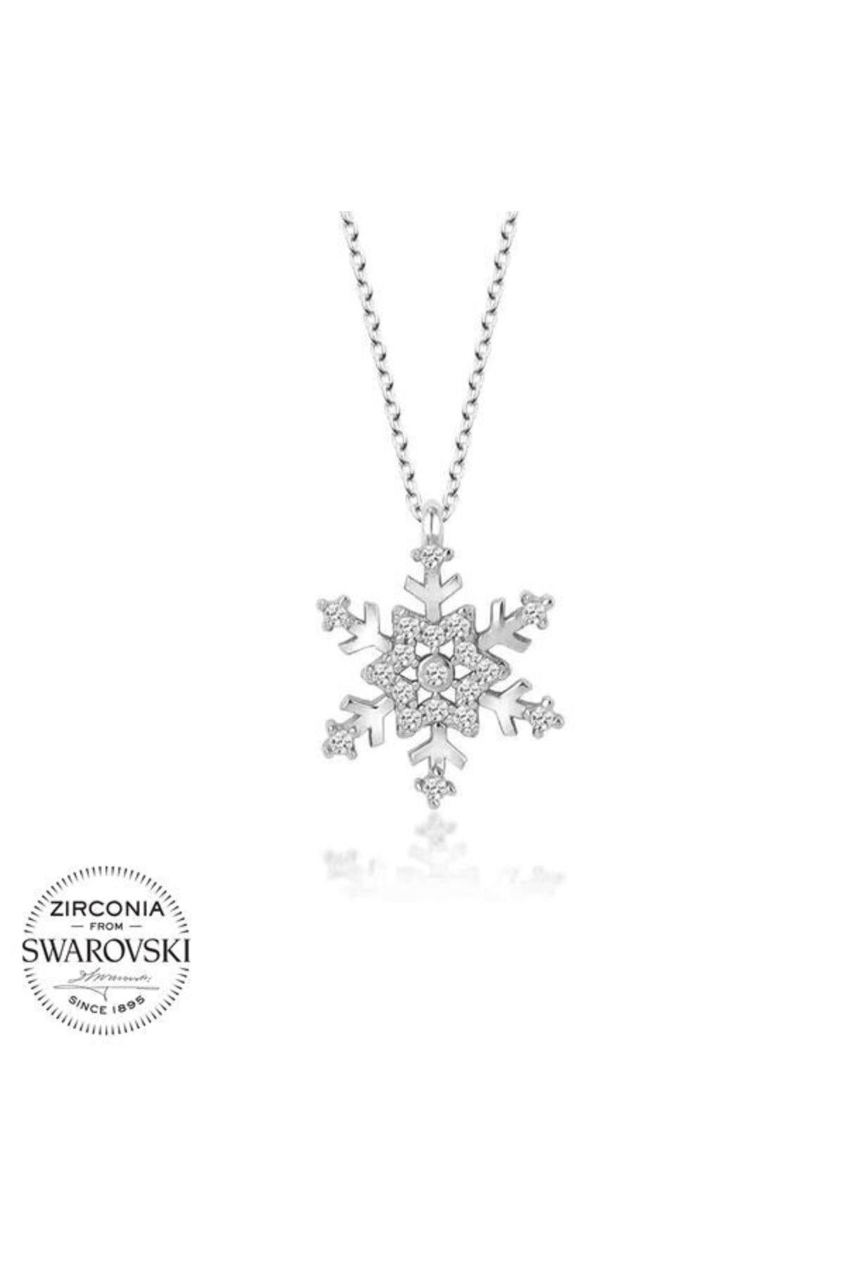 shop Taşlı Kar Tanesi 925 Ayar Gümüş Kolye