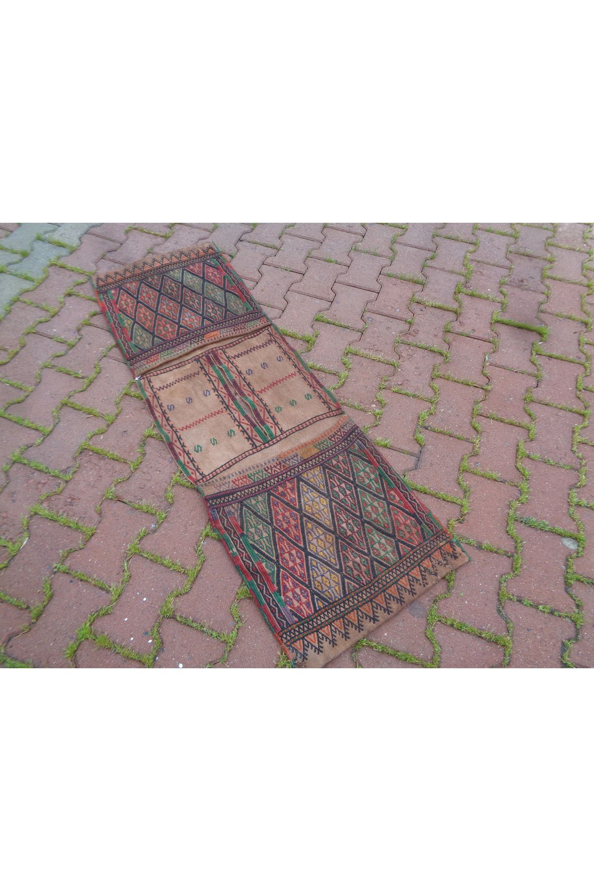 ŞAHMERDANOĞLU Şahmerdanoğlu 47x146 Cm El Yapımı Kilim Heybe, Motorsiklet Heybesi, Şark Köşesine Otantik Dekor ENS