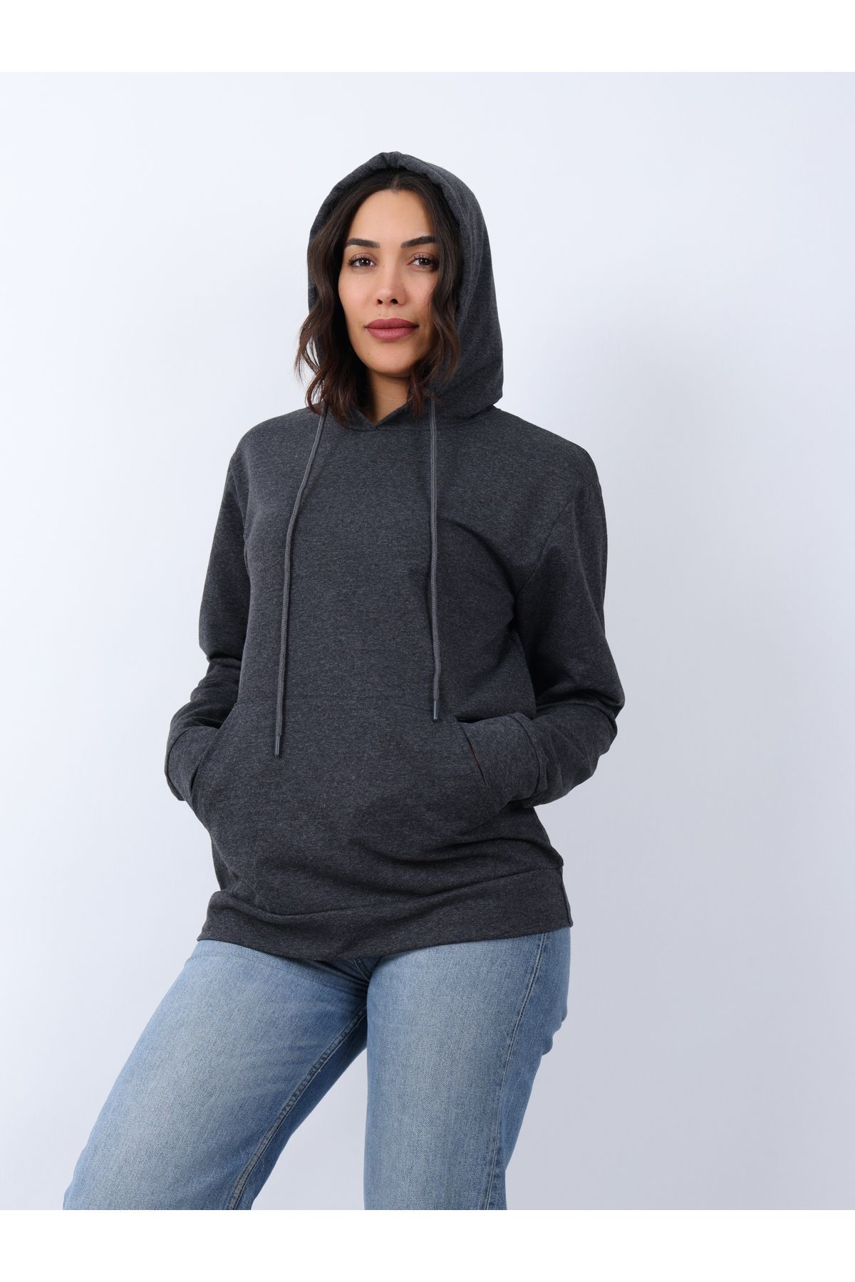 VERSCOVE Sweatshirt Kapişonlu kanguru cepli 2 iplik Mevsimlik Rahat kalıp