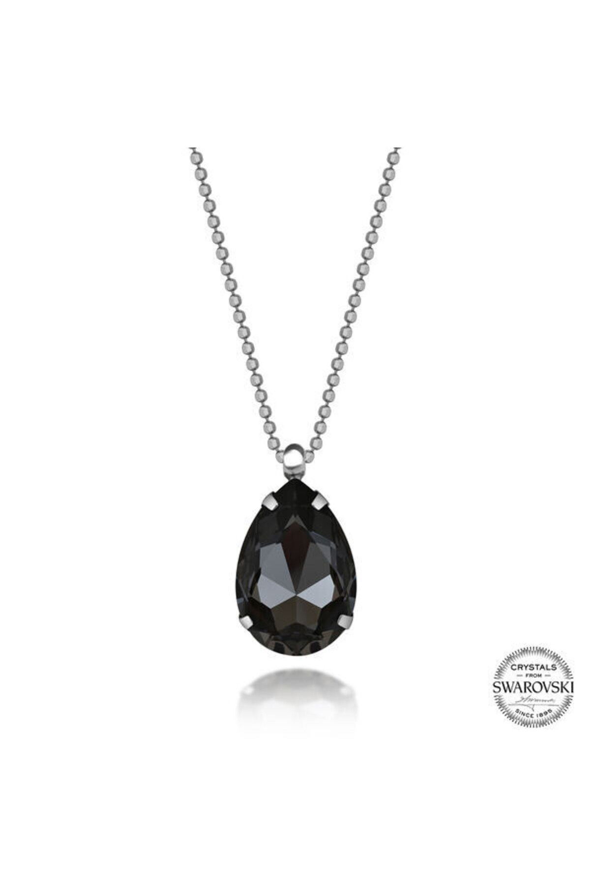 shop Crystal TaşlıDamla Top Zincir 925 Ayar Gümüş Kolye