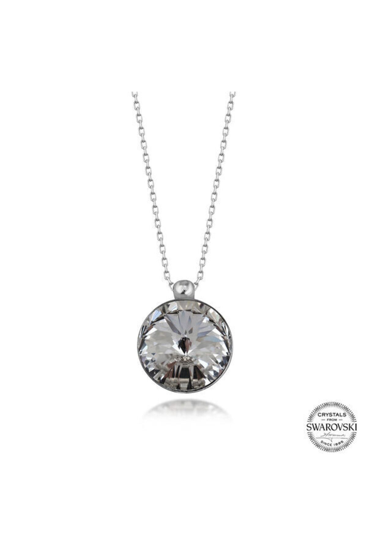 shop Crystal Taşlı Çerçeveli 925 Ayar Gümüş Kolye