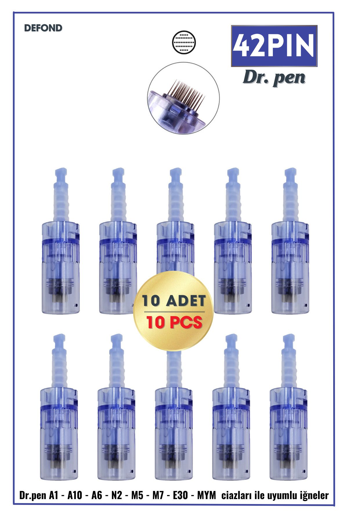 DEFOND Dr Pen A6-a10-a1-n2-m5-m7-e30-mym Uyumlu Iğneleri 10 Adet 42 Pin