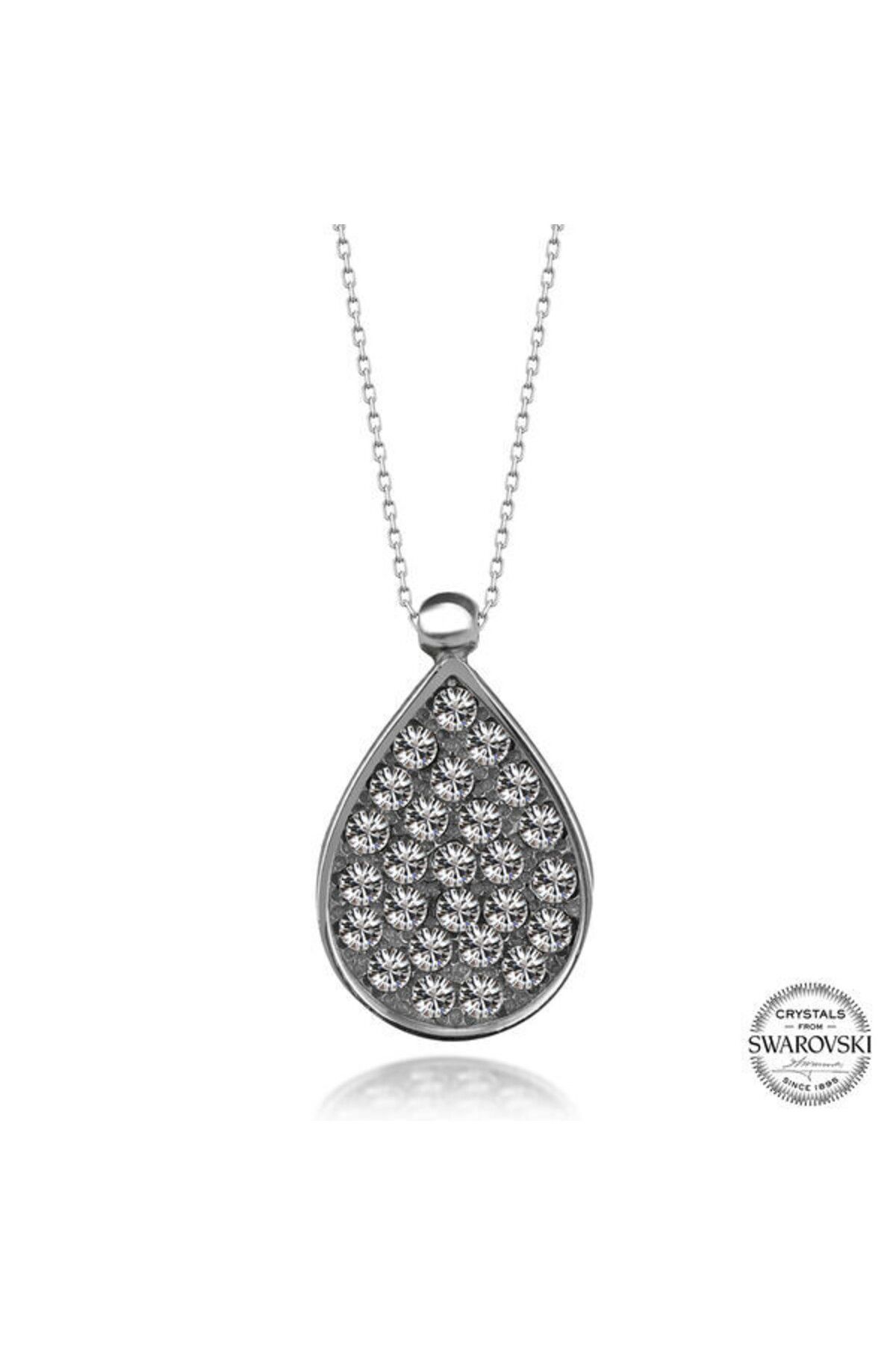 shop Crystal Taşlı Damla 925 Ayar Gümüş Kolye
