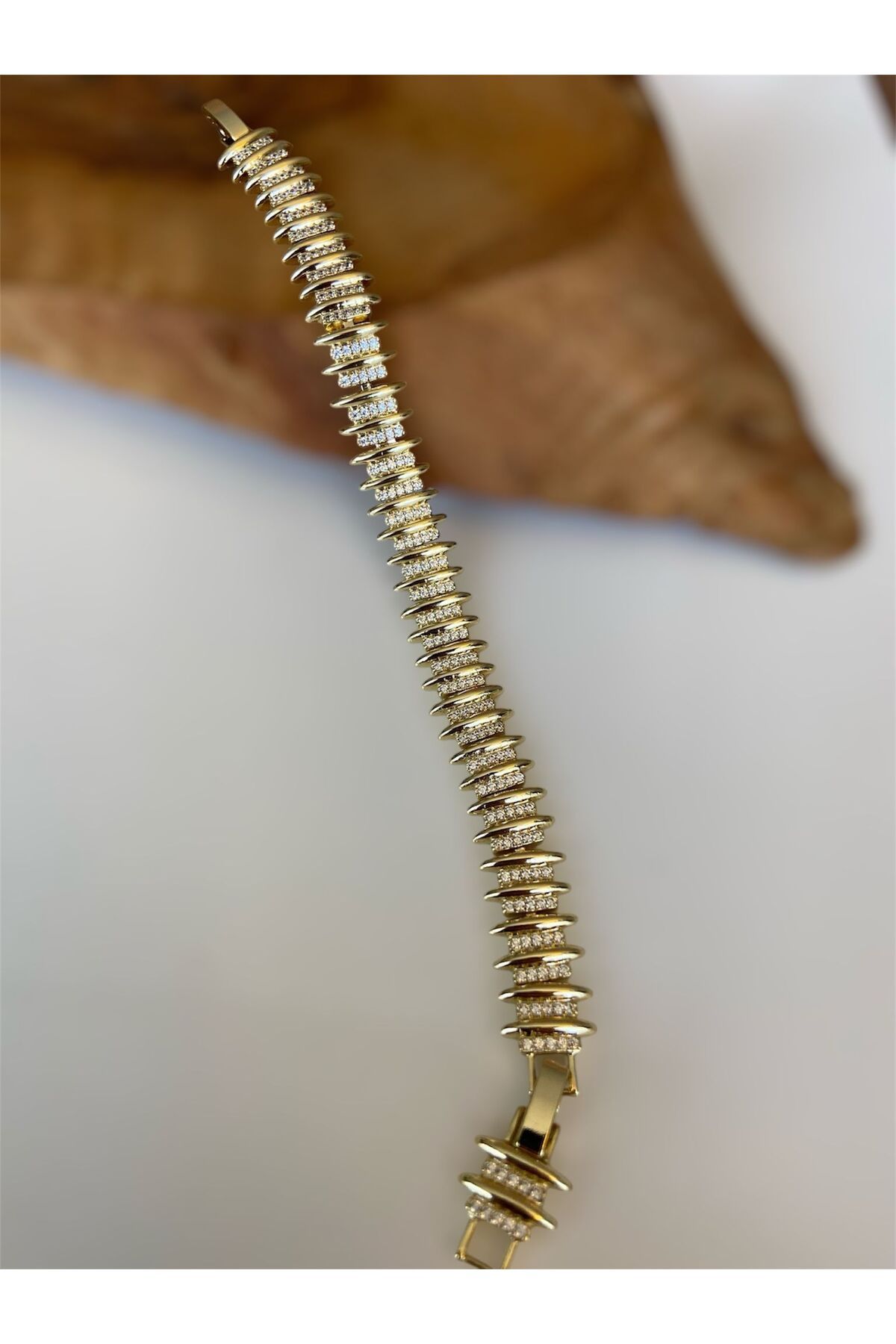 Allen Accessories ÇELİK GOLD ZİRKON TAŞLI BİLEKLİK