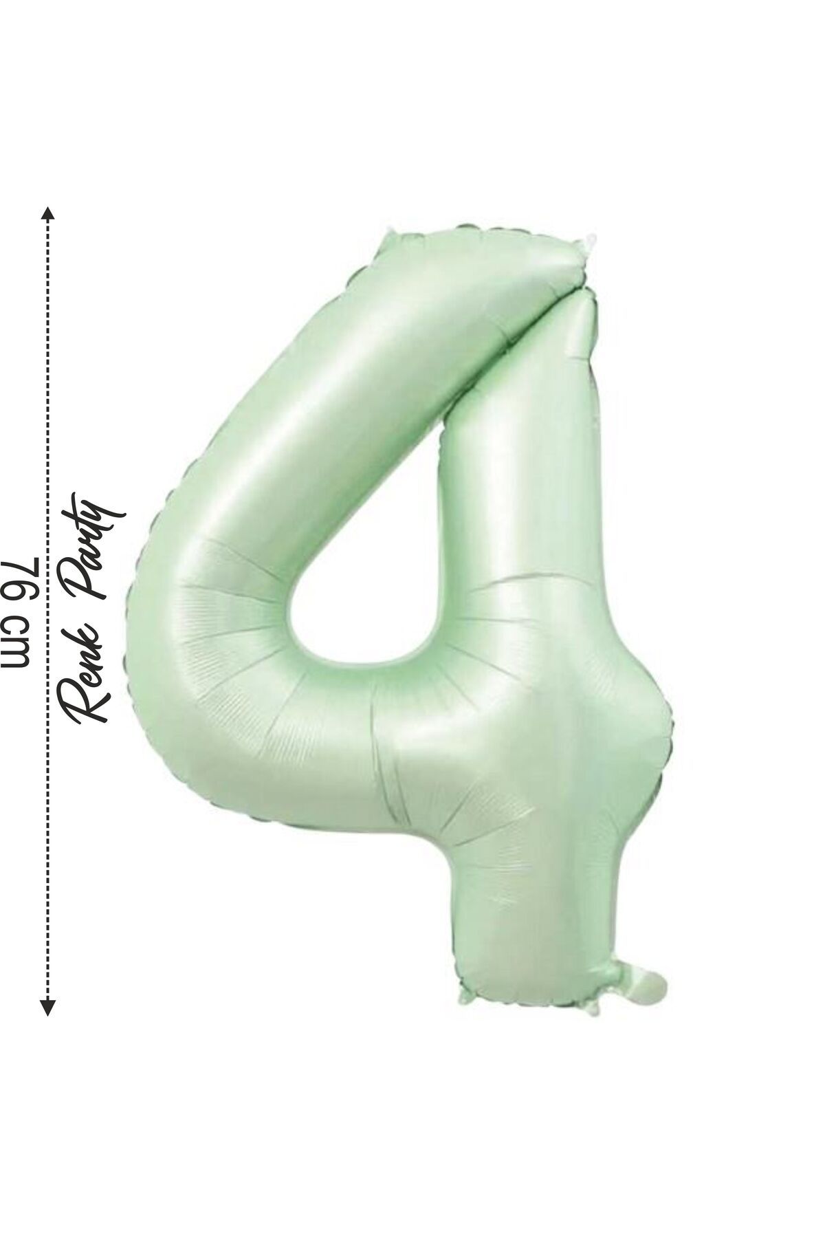 renk party Folyo Balon 4 Rakamı Helyum Balon 76 Cm Yeşil Renk - 4 Yaş Balonu - 4 Rakam Balon - 34 Inch