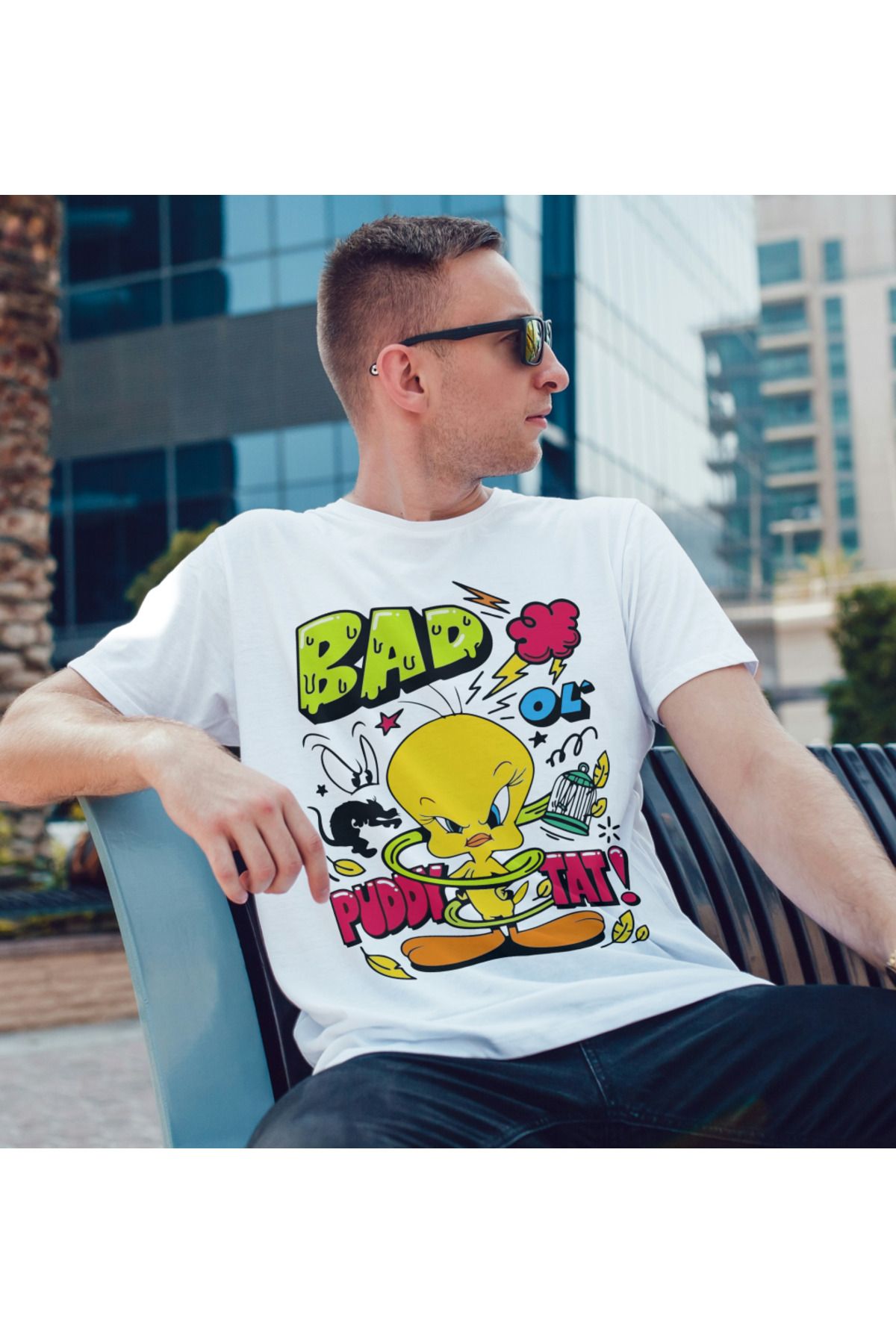 onas reklam twetty baskılı oversize tişört